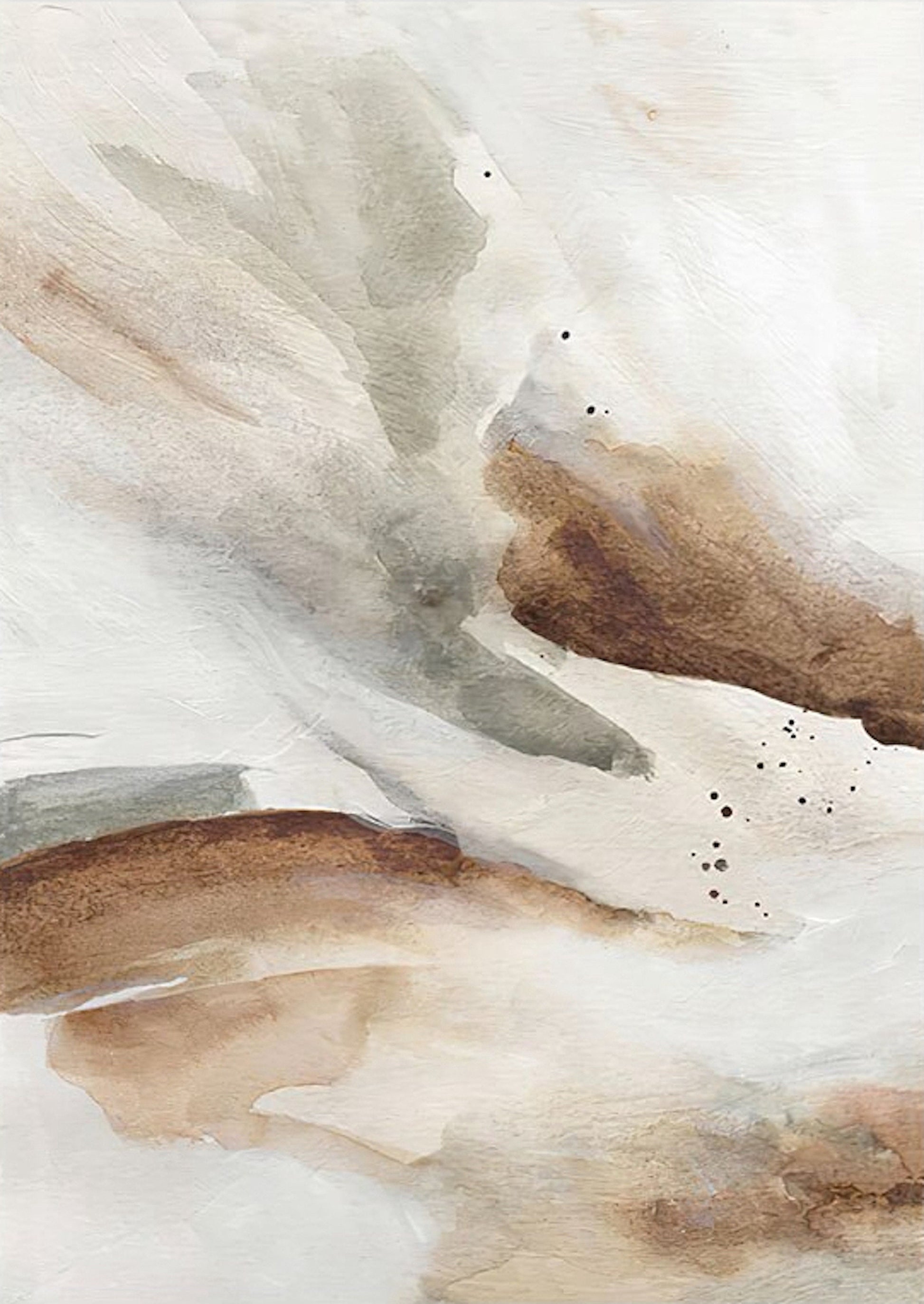 Entspanntes Aquarellmuster in neutralen Farben, ideal für jeden Raum | Poster Winter Tannenzapfen Baumstämme Frostblätter von justgoodmood.