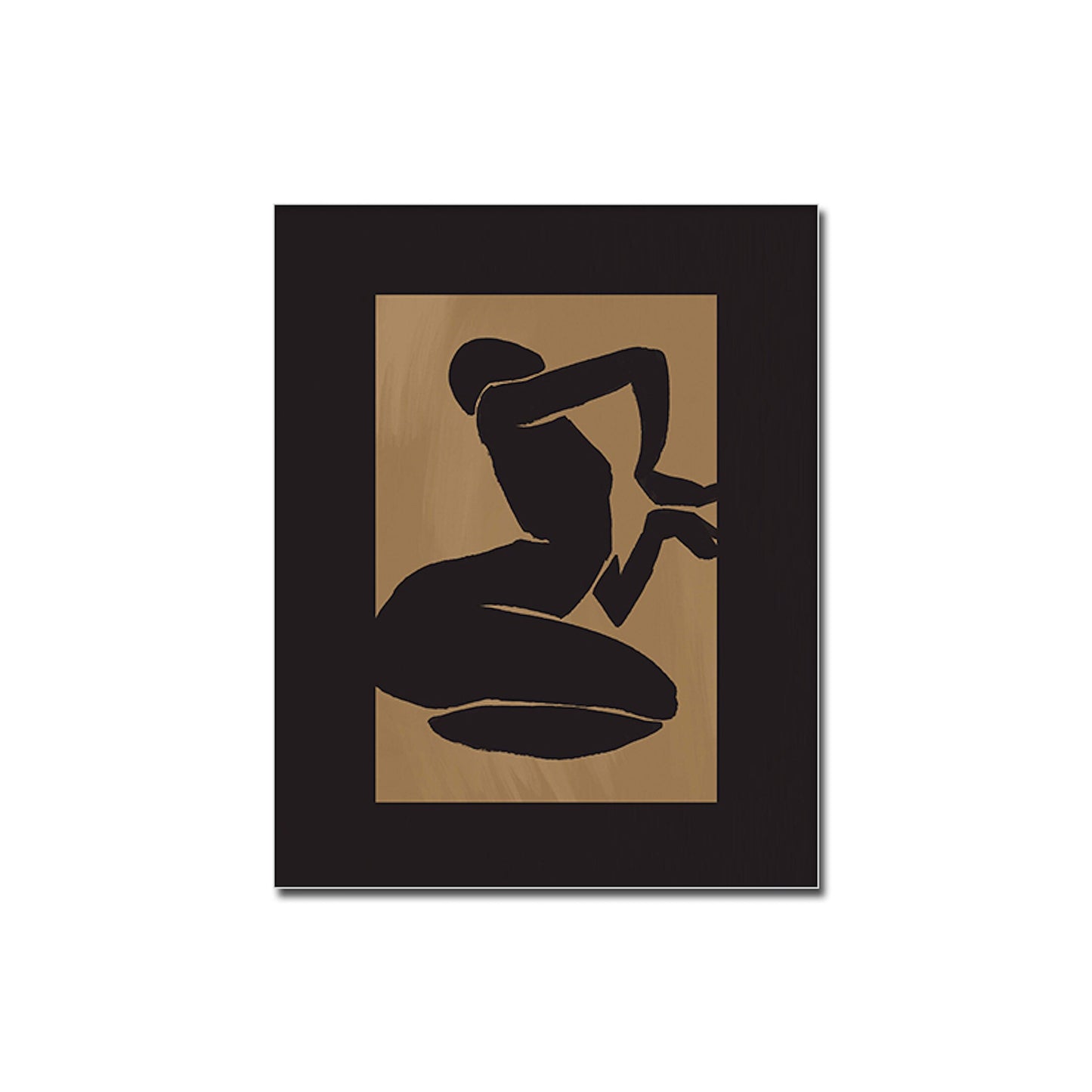 Abstrakte Darstellung einer sitzenden Figur in Kombination mit Kunst-Elementen, stilvolle Wanddekoration von justgoodmood.