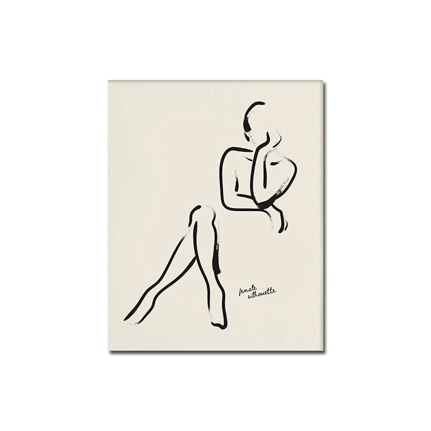 Poster Vintage Schwarz Beige Bogen Abstrakt von justgoodmood – künstlerische Darstellung einer lässigen Figur in stilvollem Schwarz-Weiß.