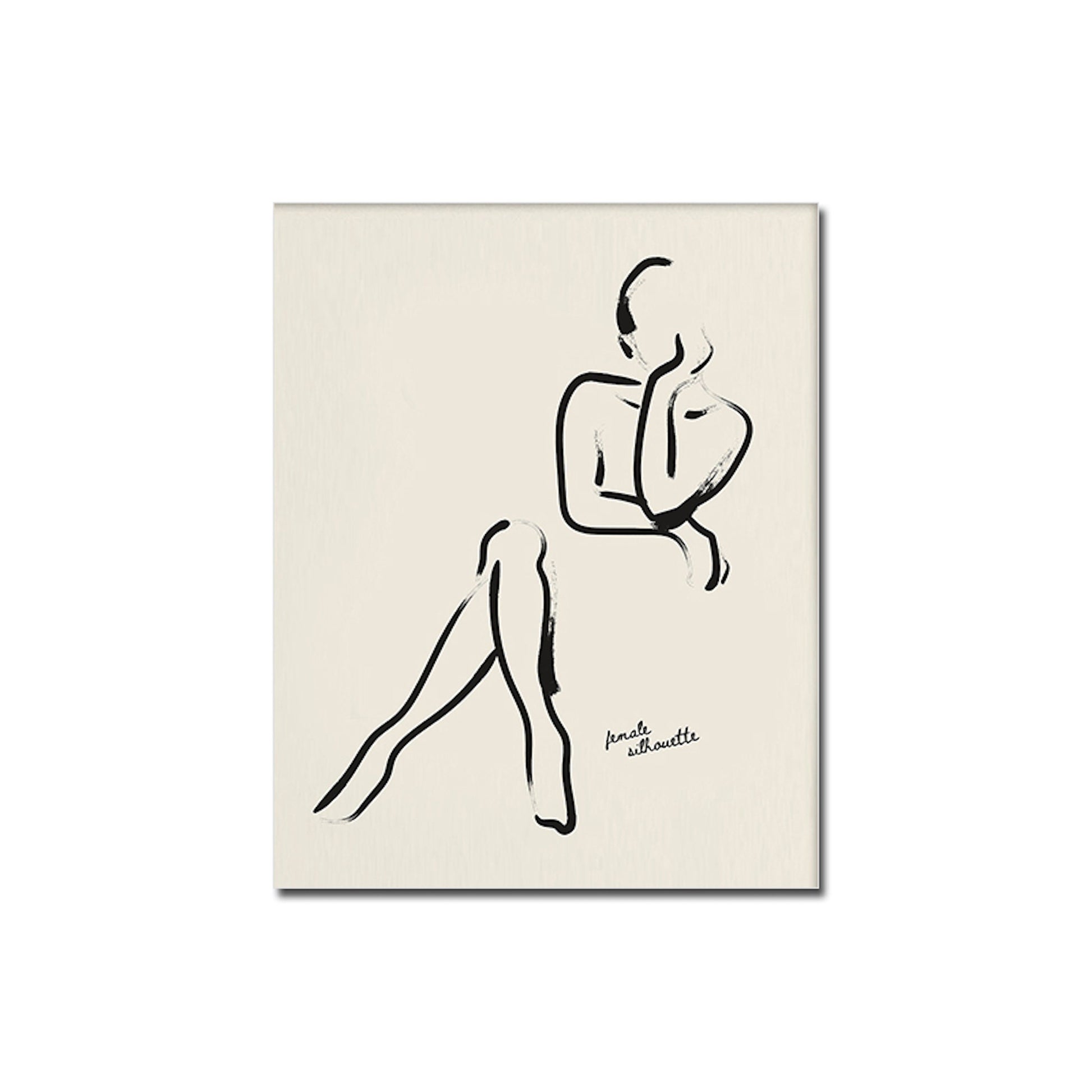 Poster Vintage Schwarz Beige Bogen Abstrakt von justgoodmood – künstlerische Darstellung einer lässigen Figur in stilvollem Schwarz-Weiß.