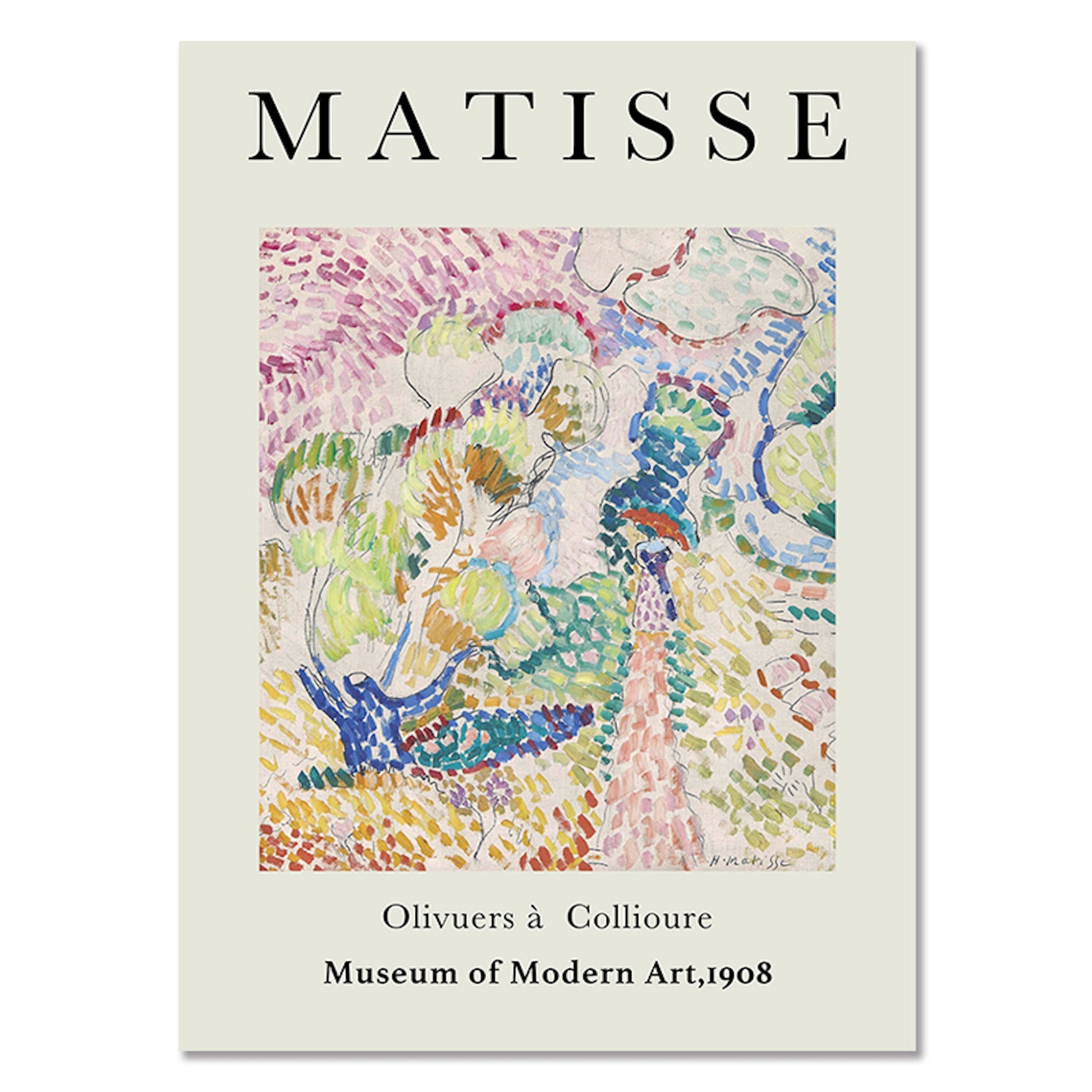 Farbenfrohes Matisse Poster "Oluviers à Collioure" von justgoodmood, bringt Kunst und Farbe in Ihren Raum.