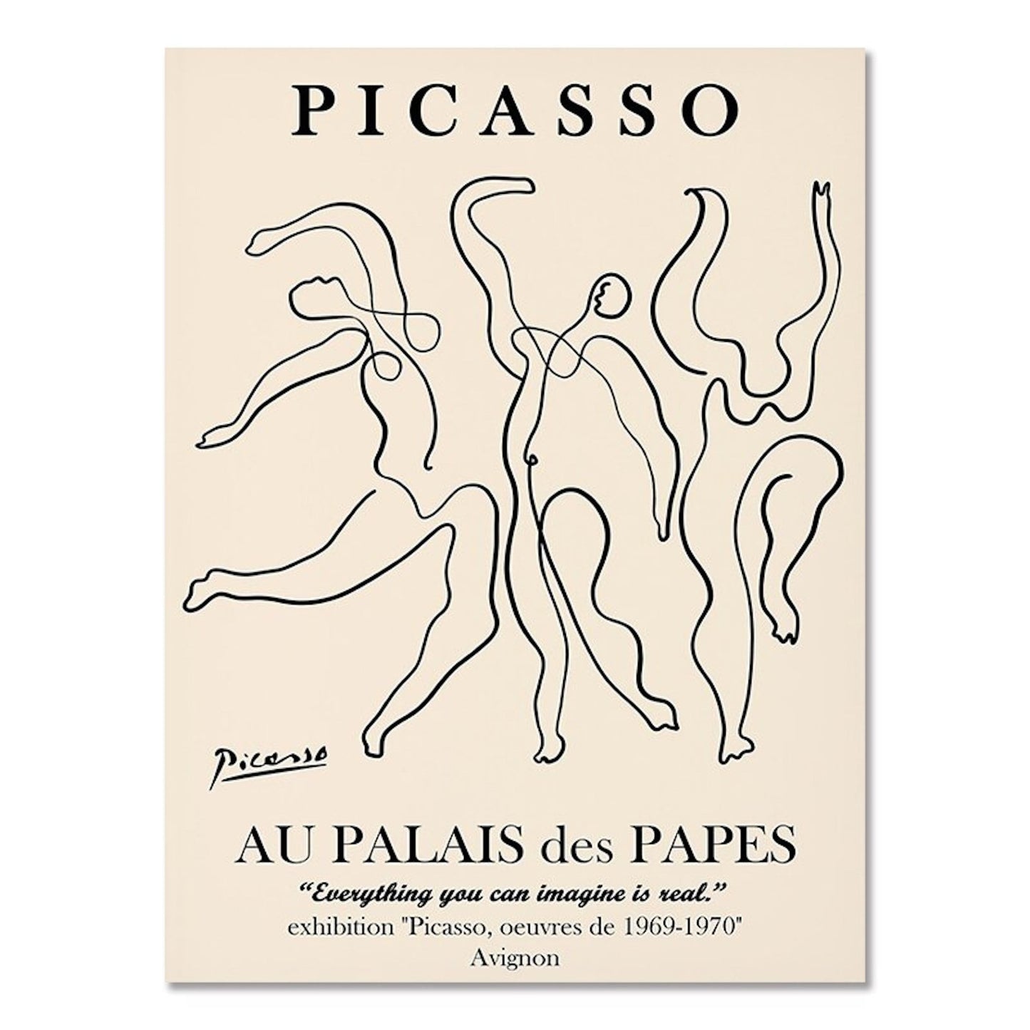 Poster Picasso Matisse Museum Abstrakt Retro Porträt von justgoodmood, zeigt dynamische Strichzeichnungen in typischem Picasso-Stil, perfekt für Farbenfrohe Wanddekoration in Wohnzimmer oder Schlafzimmer.