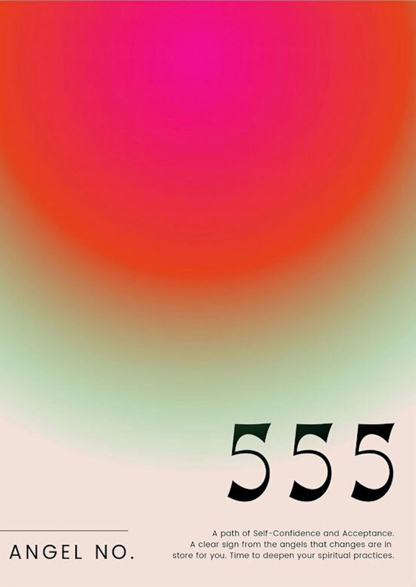 Inspirierendes Poster von justgoodmood mit der Zahl 555. Dieses Kunstwerk signalisiert Selbstvertrauen und Akzeptanz – eine wunderbare Ergänzung für jedes Zuhause.