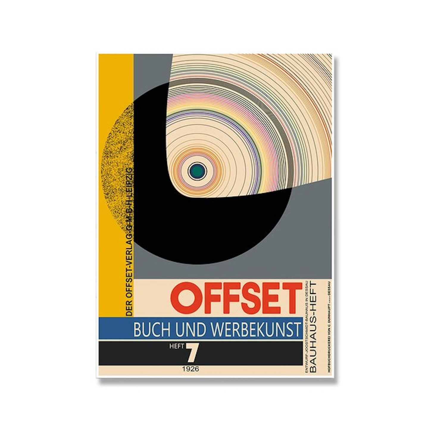 Faszinierendes Bauhaus Design Poster mit buntem Kreis und opulenter Grafik von justgoodmood - Poster Bauhaus moderne Architektur als Deko Print ohne Rahmen.