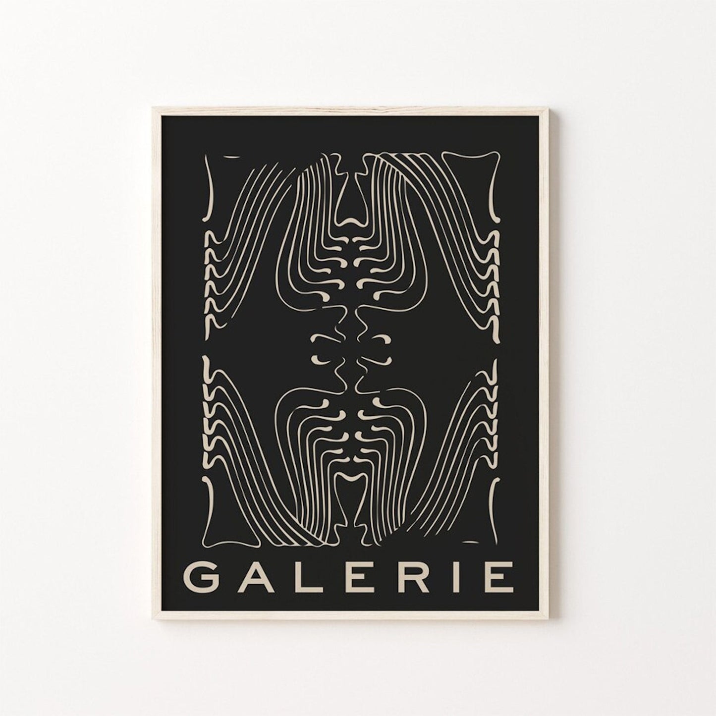 Kreatives Galerie-Poster im minimalistischen Stil, zeigt Linienkunst in Schwarz, perfekt als Wanddeko von justgoodmood.