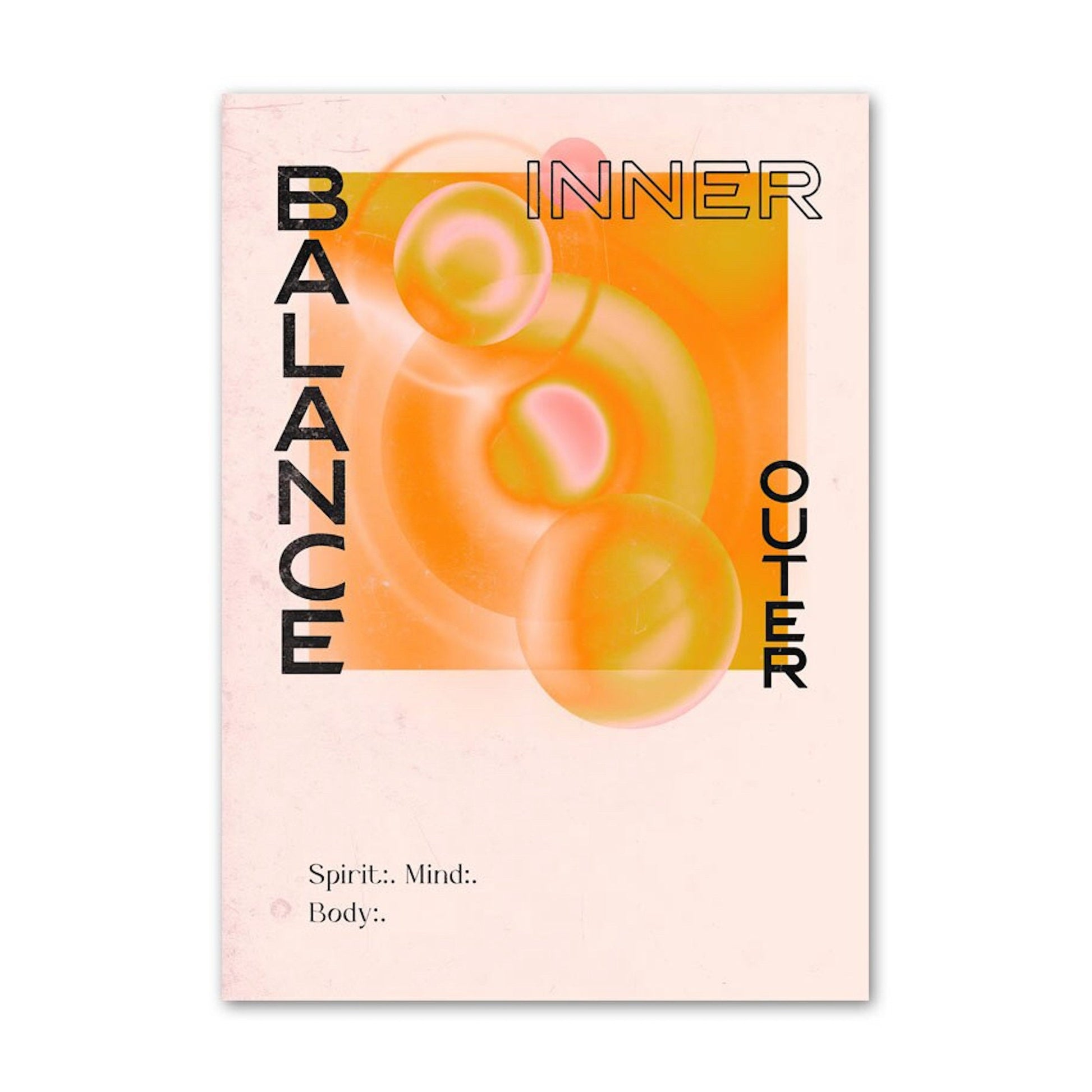 Kreatives Poster mit dem Thema 'Balance' für inneren und äußeren Frieden. Cheerful Wandkunst von justgoodmood, ideal für jeden Raum.