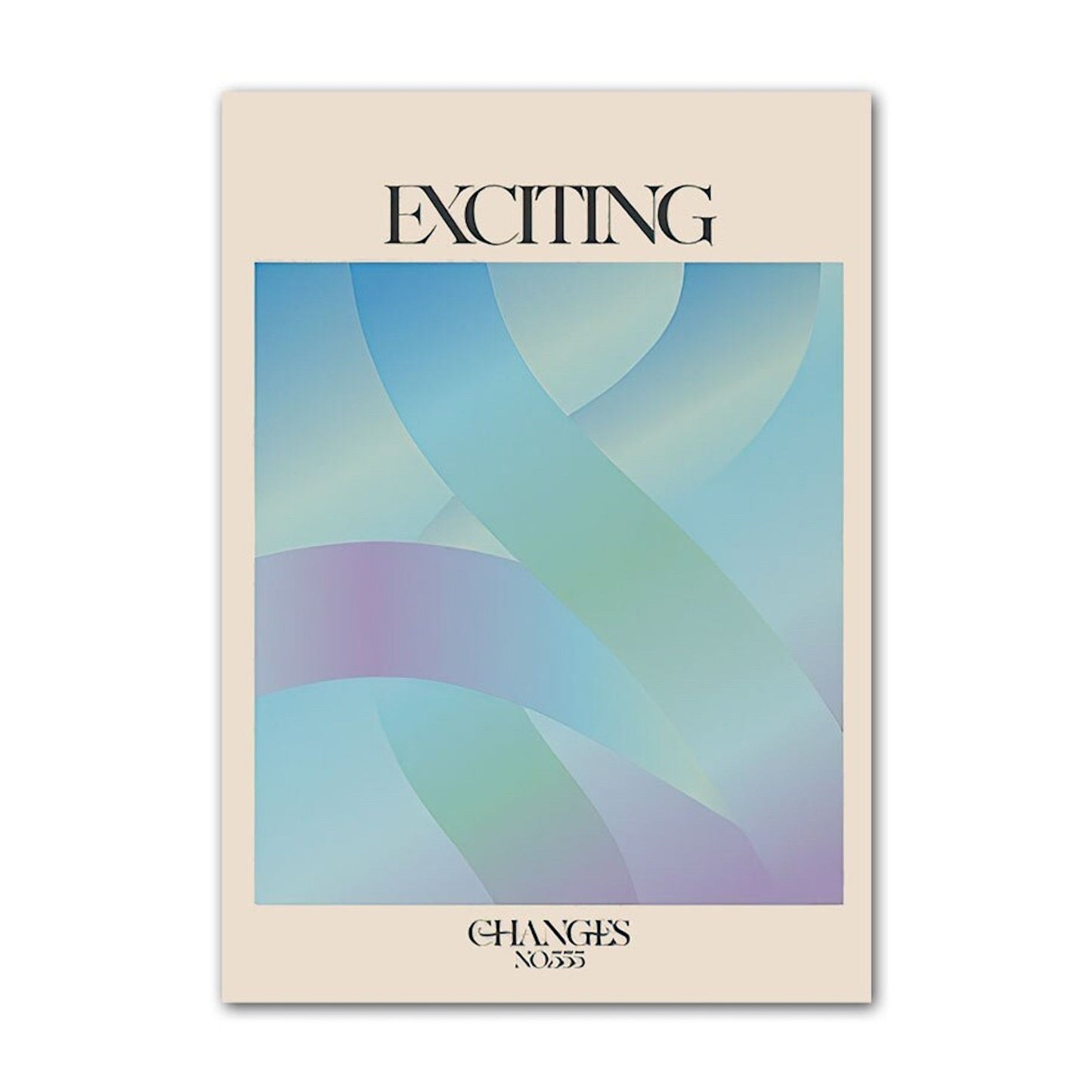 Stilvolles Poster 'EXCITING' von justgoodmood, präsentiert sanfte, fließende Farben und abstrakte Formen, perfekt für eine inspirierende Wandgestaltung und zur Steigerung der emotionalen Intelligenz.