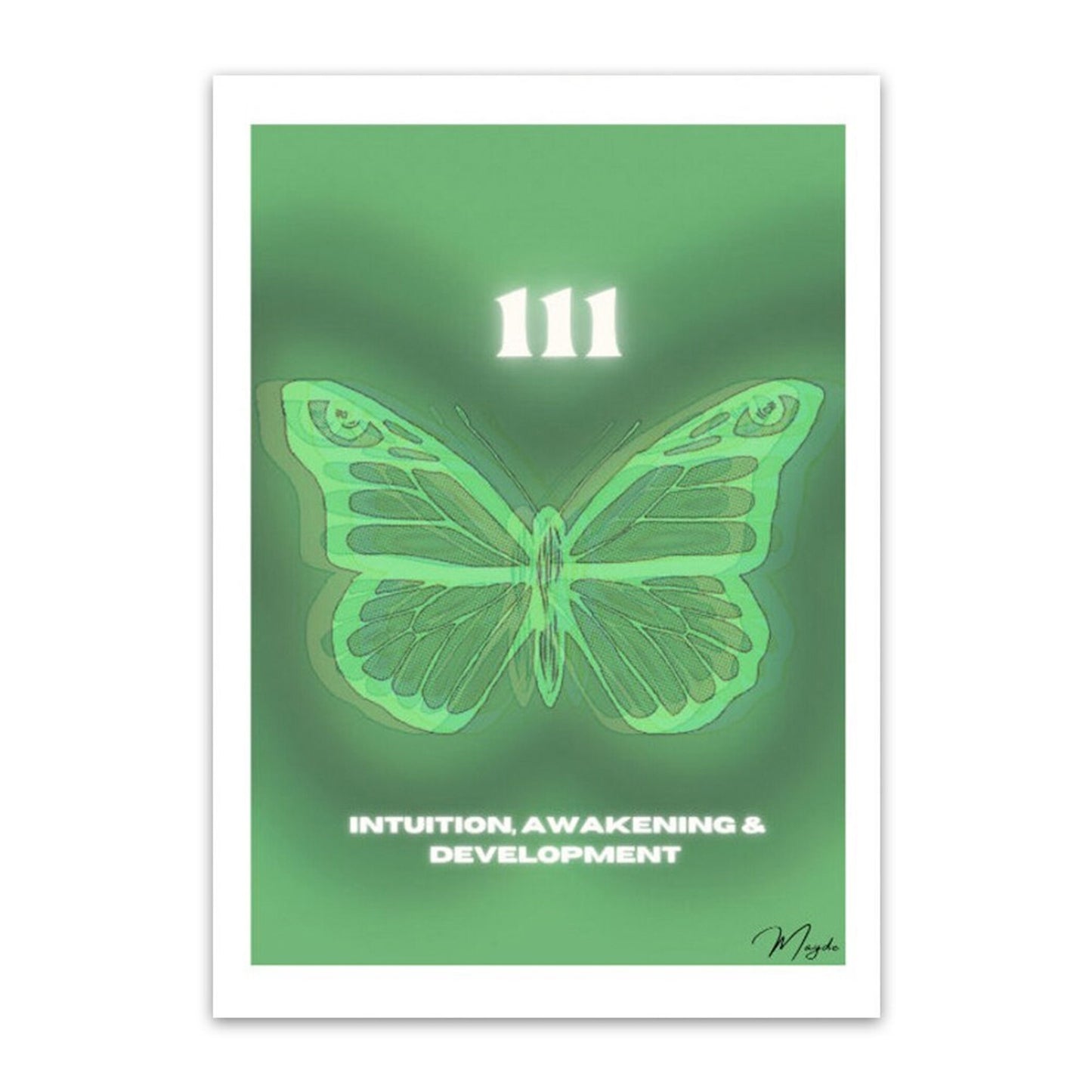 Schön gestaltetes Poster von justgoodmood mit der Zahl 888, das Balance, Fülle und Dankbarkeit darstellt – perfekte Wanddeko ohne Rahmen.