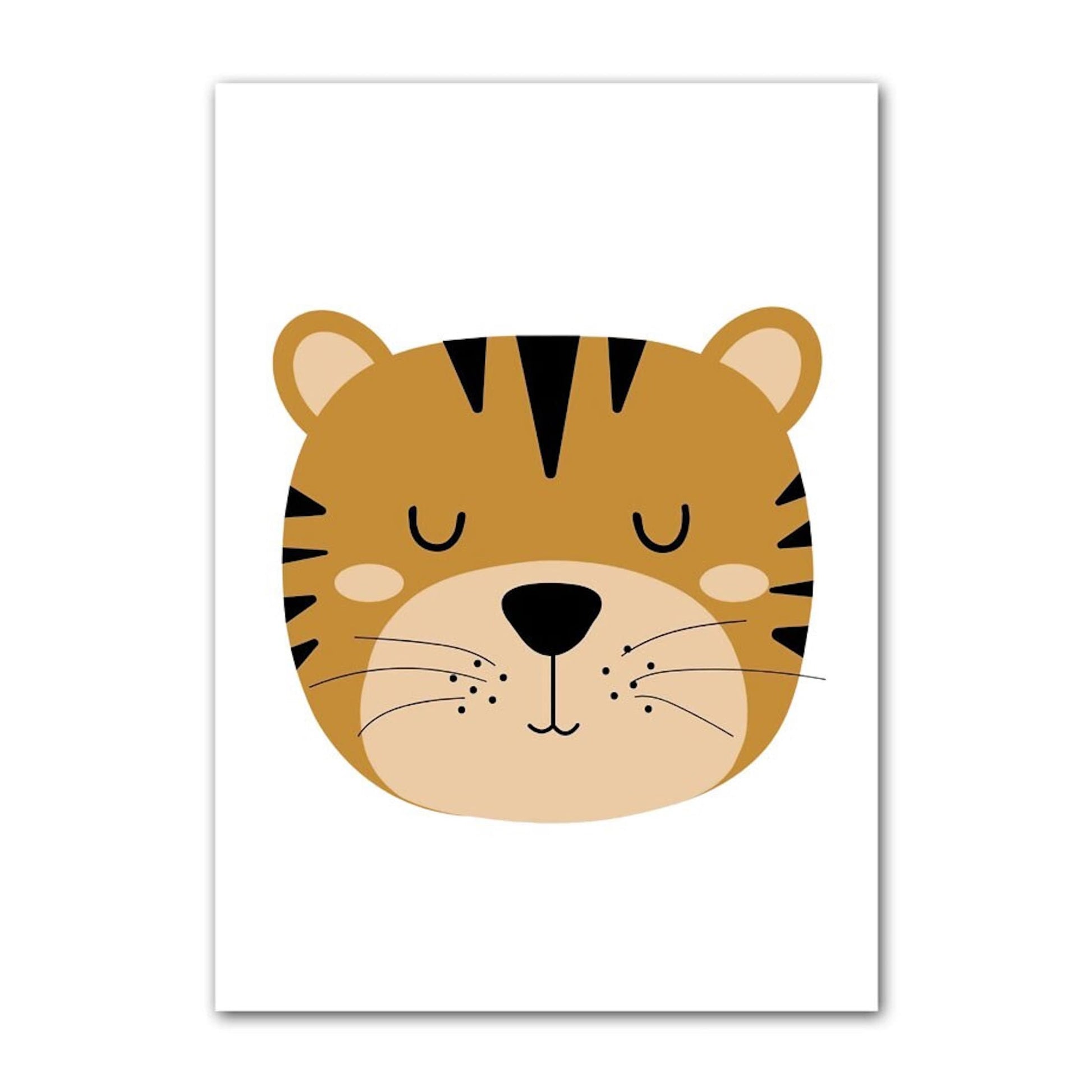 Verspieltes Poster von justgoodmood mit einem süßen Tiger, das perfekte Wandaccessoire für ein Kinderzimmer.