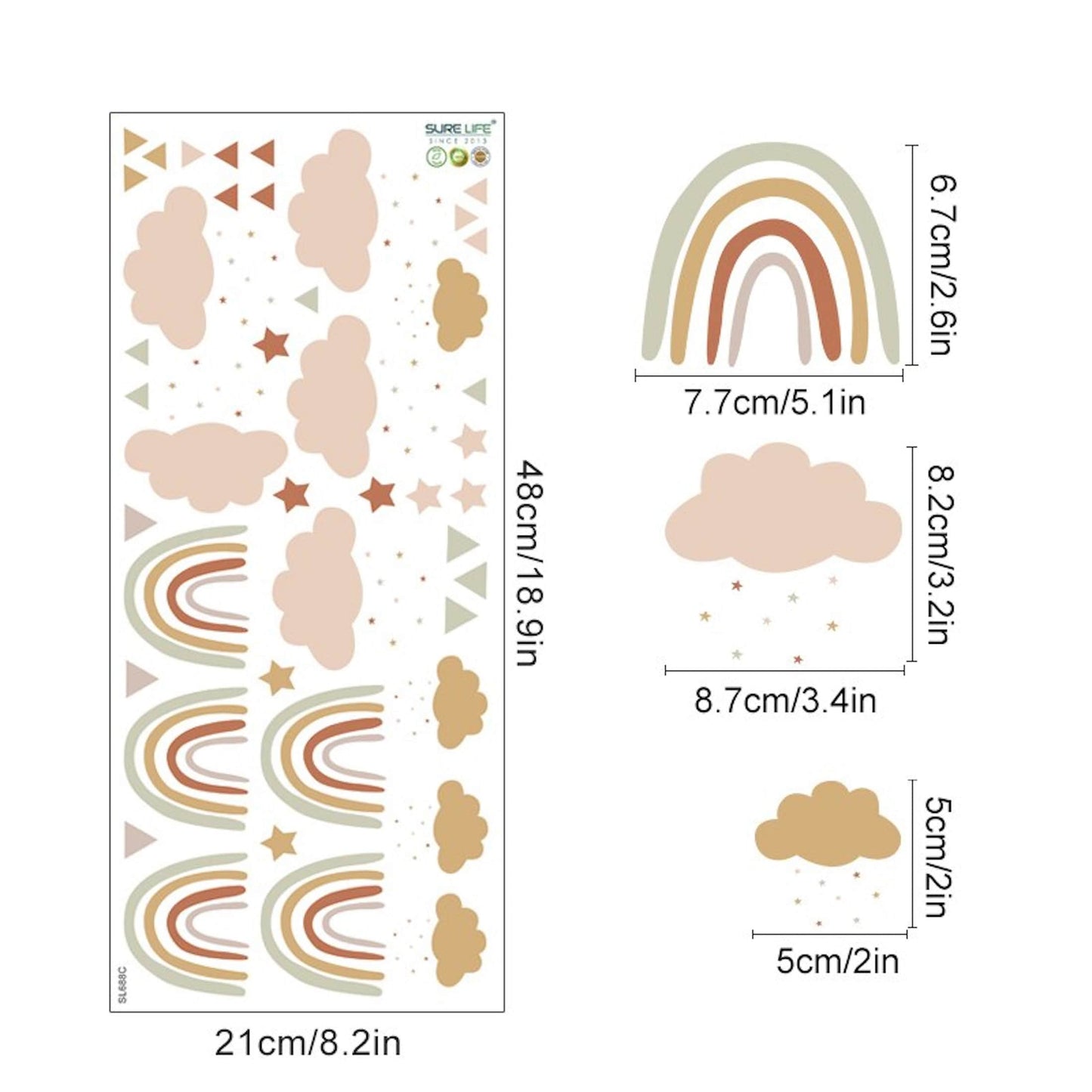 Vielfältige Wandtattoos mit Wolken und Regenbogen von justgoodmood, gestalten Sie das Kinderzimmer heiter und einladend.