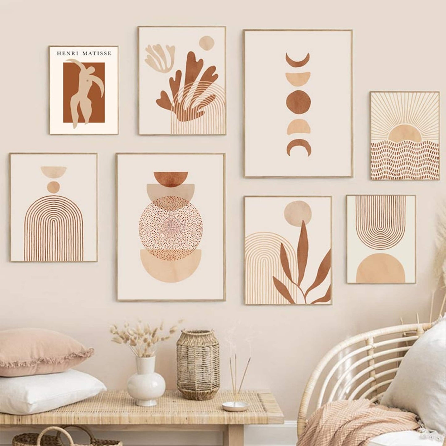 Poster Boho Sonne Linien und Geometrische Formen als Deko Print ohne Rahmen