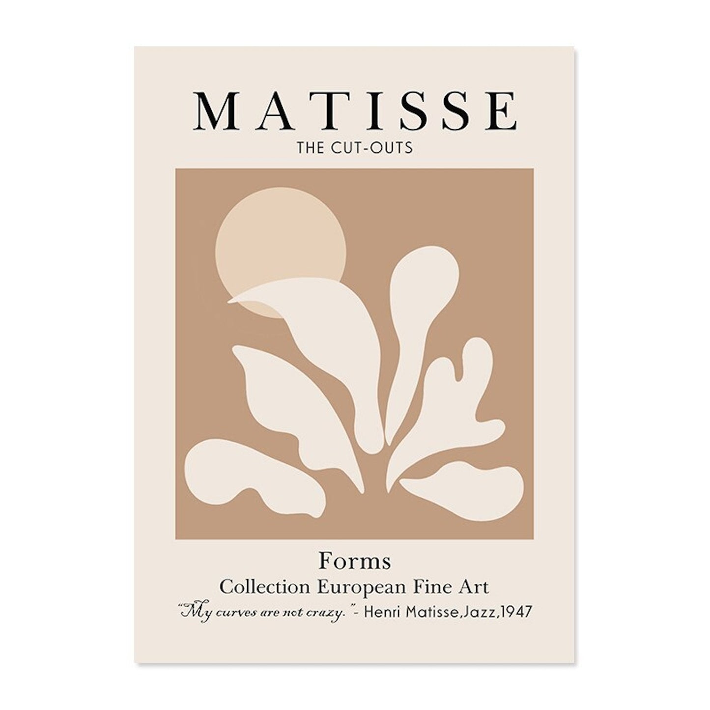 Poster Abstract shapes in beige brown and lines dot pattern as a decorative print without a frame