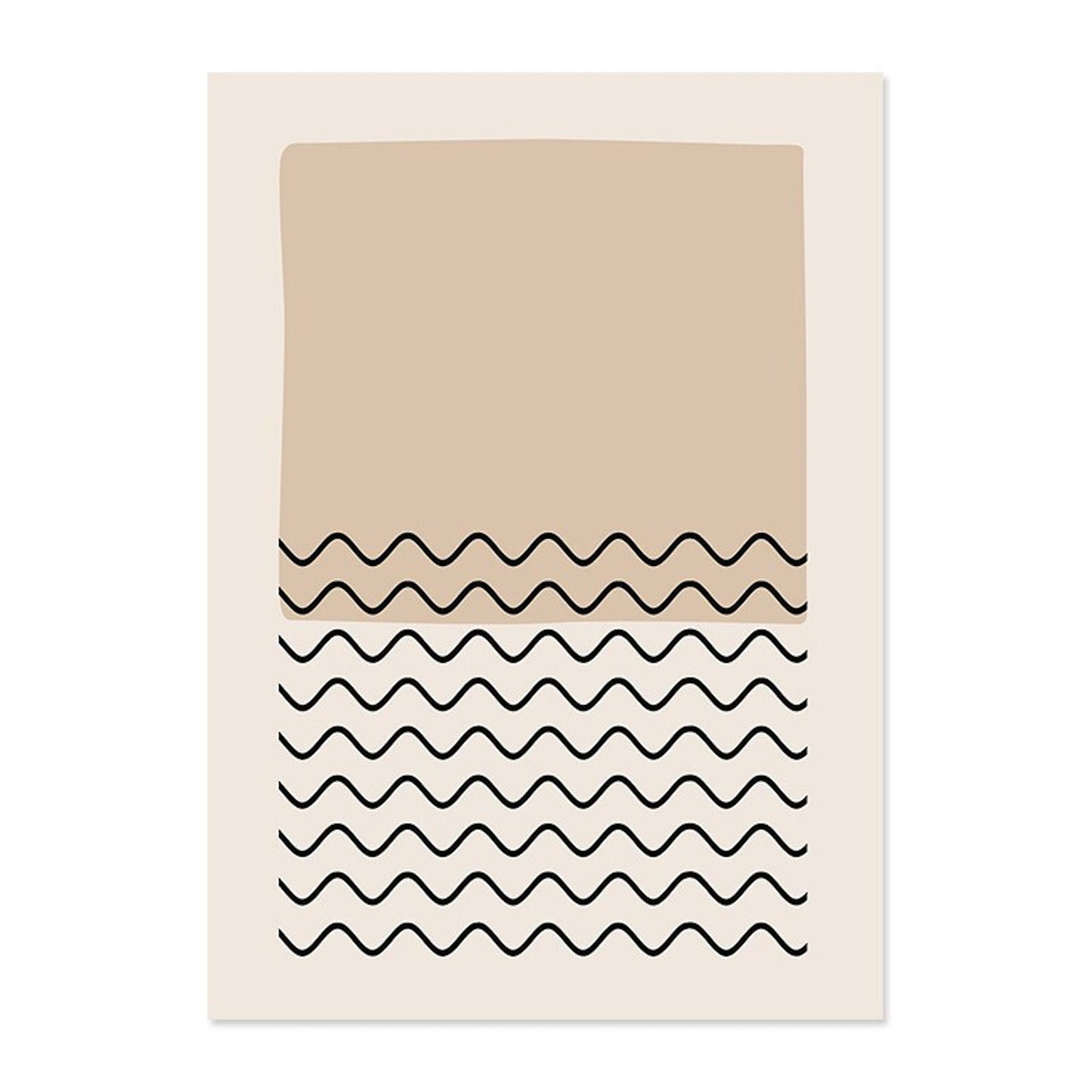 Poster Abstract shapes in beige brown and lines dot pattern as a decorative print without a frame