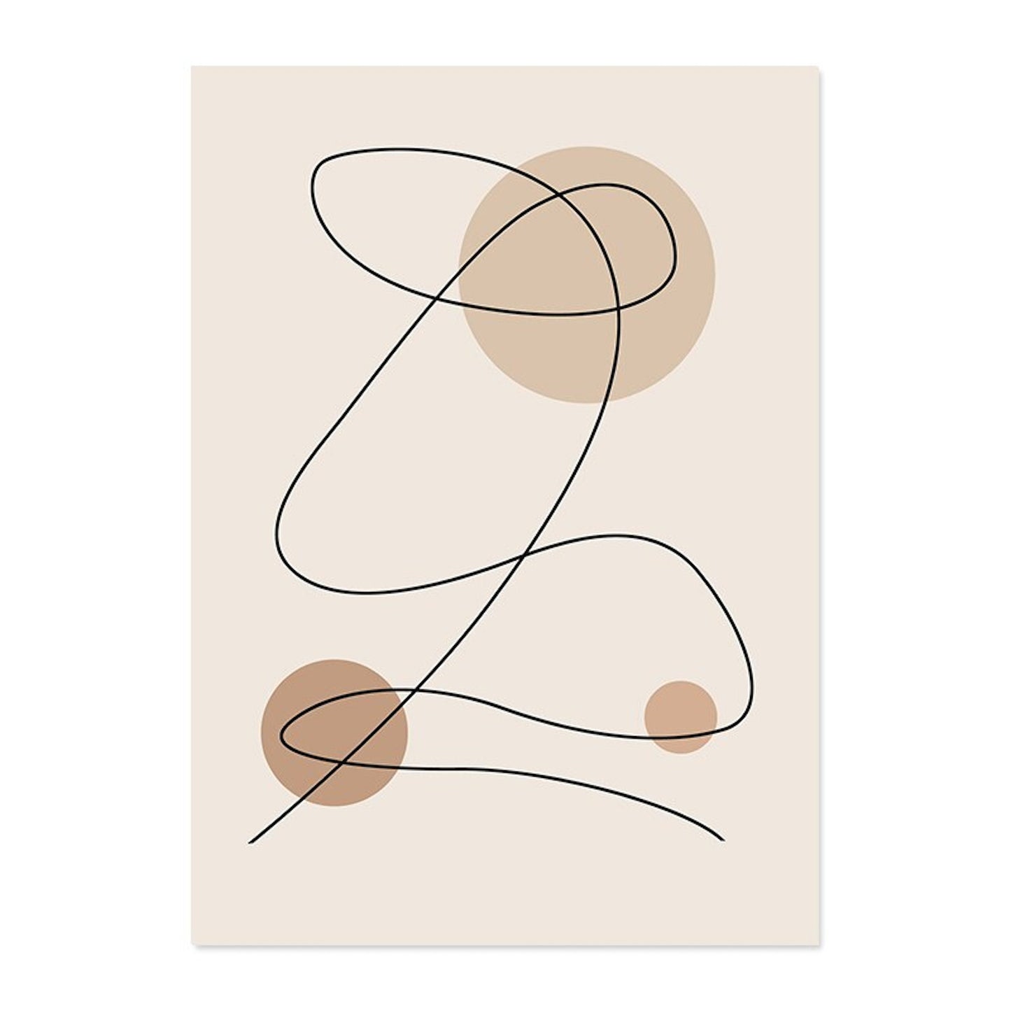 Poster Abstract shapes in beige brown and lines dot pattern as a decorative print without a frame