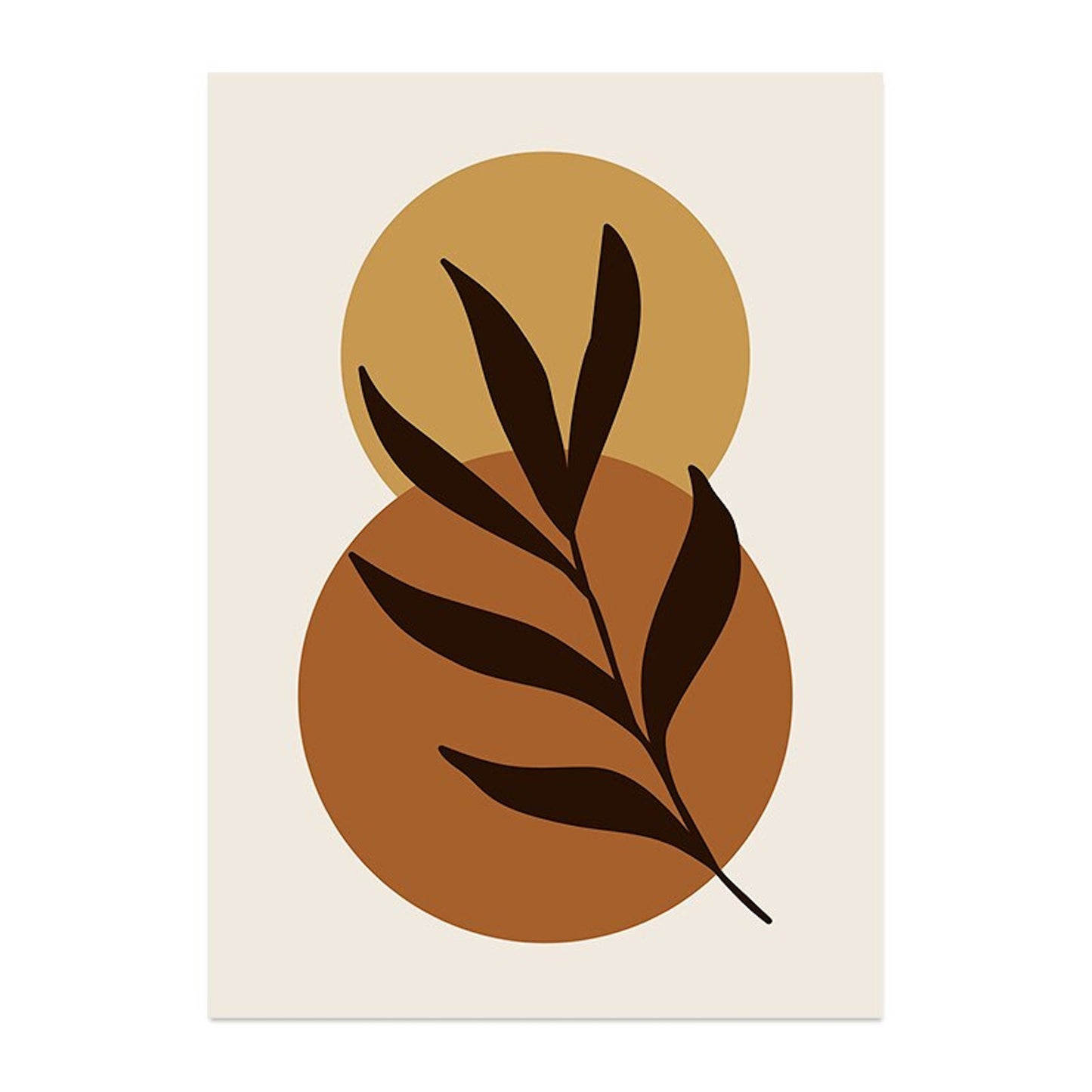 Elegantes Boho-Poster mit kreisförmigen Elementen in Ockar und Beige von justgoodmood. Bringt frische Farben und eine harmonische Atmosphäre in jeden Raum.
