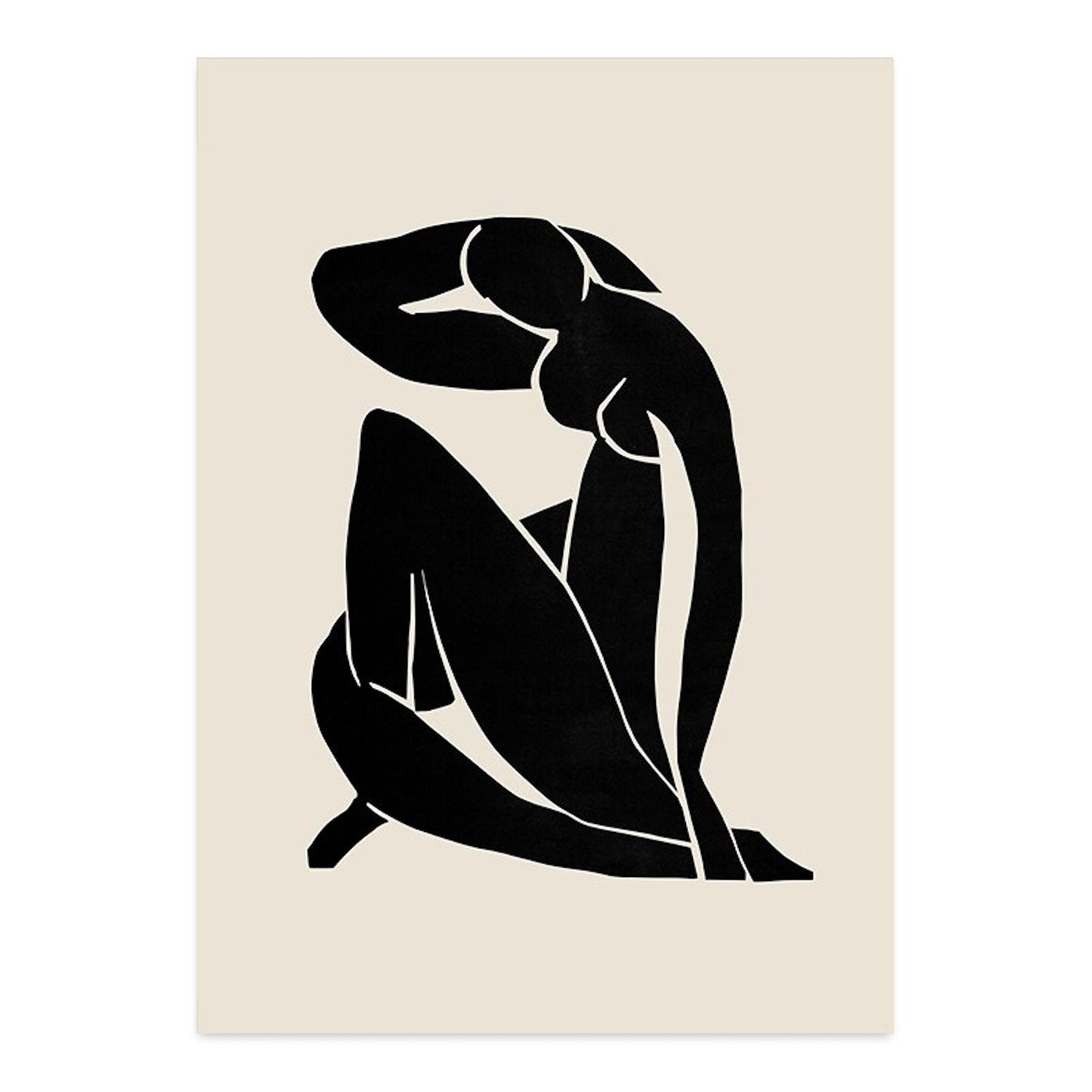 Poster Abstrakt Boho mit Linien und geometrischen Formen als Deko Print ohne Rahmen von justgoodmood, stilvolle Darstellung einer weiblichen Figur in kraftvollem Schwarz.