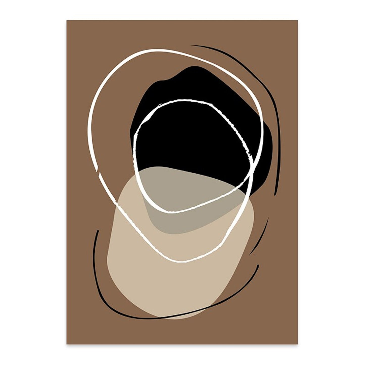 Poster Abstrakt Boho mit Linien und geometrischen Formen als Deko Print ohne Rahmen von justgoodmood, stilvolles Kunstwerk in erdigen Tönen.