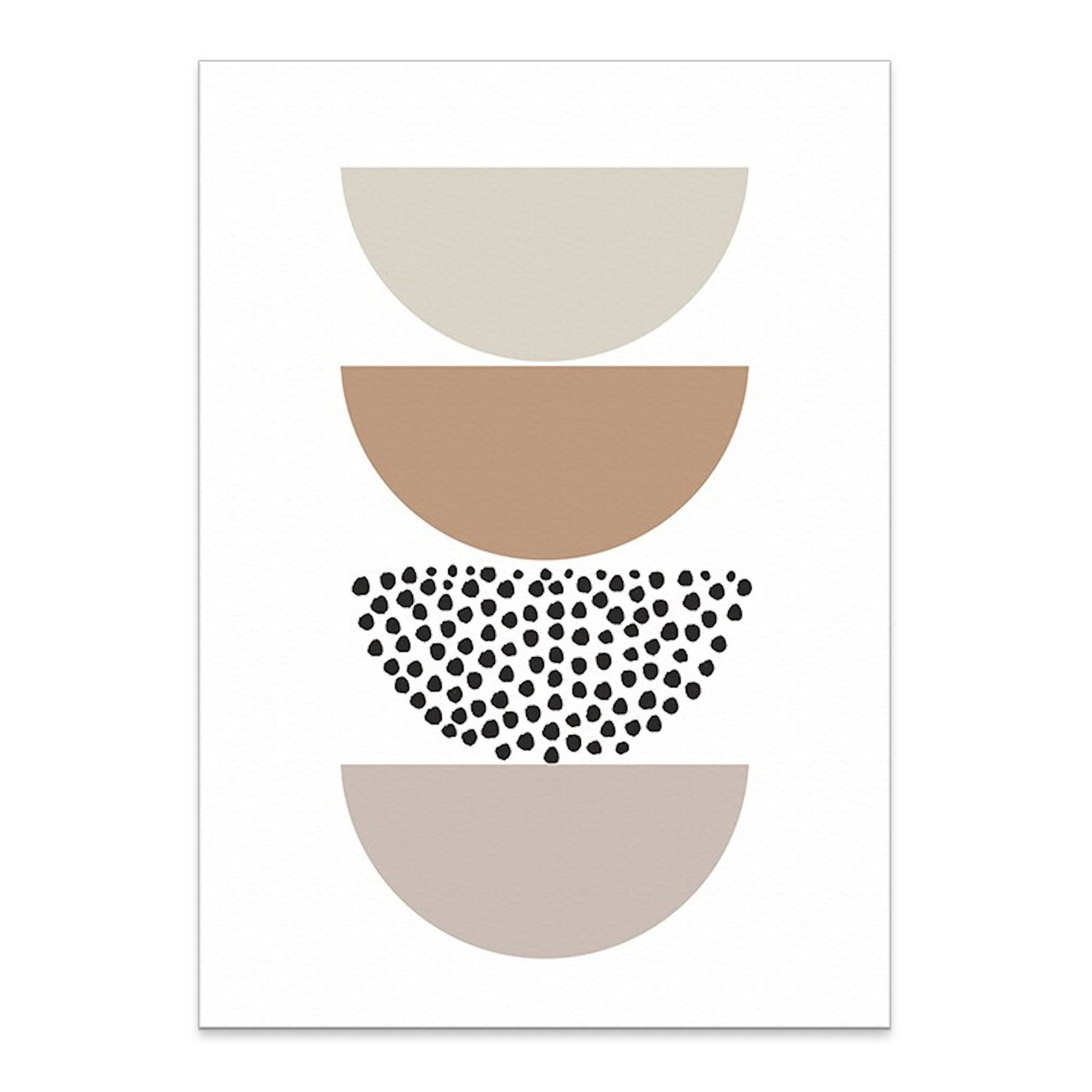 Ein einzigartiges Poster von justgoodmood mit farbenfrohen Halbkreisen und Punktmustern, perfekt für lebendige Wandgestaltung.