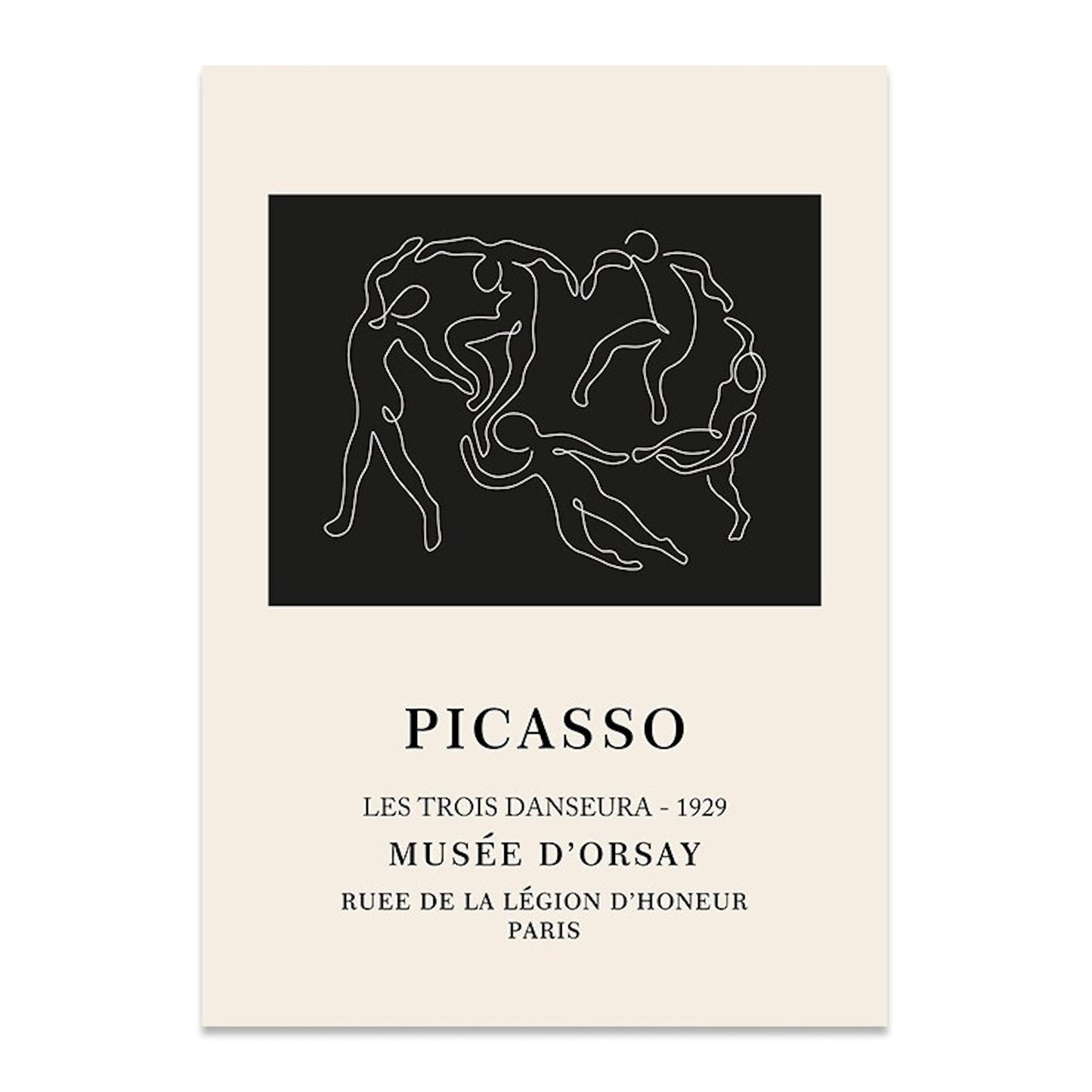 Abstraktes Poster von justgoodmood mit dünnen Linien und Formen, inspiriert von Picasso. Modernes Deko Print für stilvolle Wände.