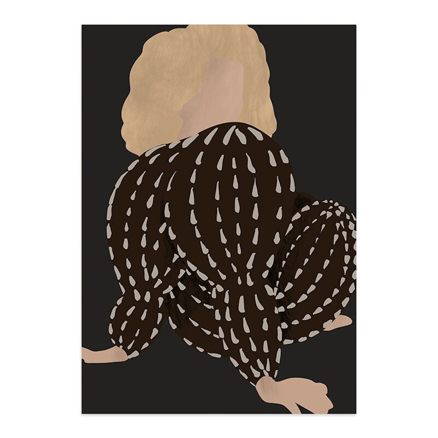 Charmantes Boho Poster von justgoodmood, das eine künstlerische Darstellung einer Frau mit geschmackvollem Outfit zeigt. Perfekt für eine individuelle Wandgestaltung.