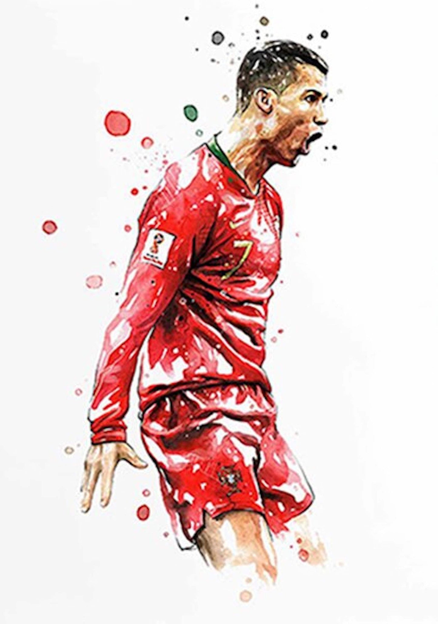 Faszinierendes Poster von Cristiano Ronaldo in der portugiesischen Nationalmannschaft, der jubelt. Ideal für jeden Fußballliebhaber von justgoodmood.