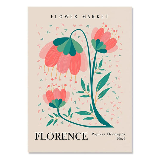 Wunderschönes Blumenmarkt-Poster von justgoodmood mit floralen Designs aus Florenz, perfekt für eine fröhliche Raumgestaltung