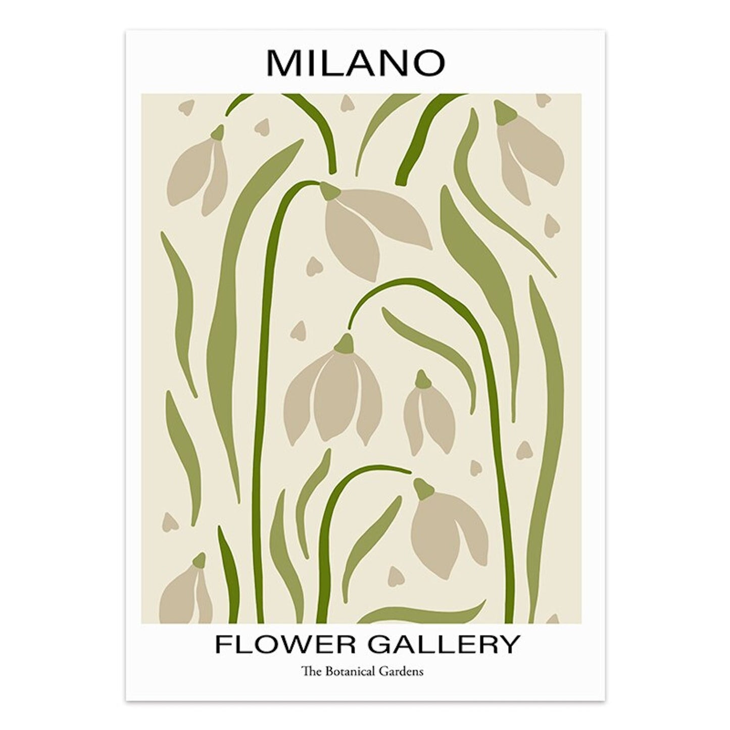 Elegantes Poster mit zarten Schneeglöckchen, das für ein frisches Ambiente sorgt. Poster Blumen Markt San Francisco Mailand London als Deko Print ohne Rahmen von justgoodmood.
