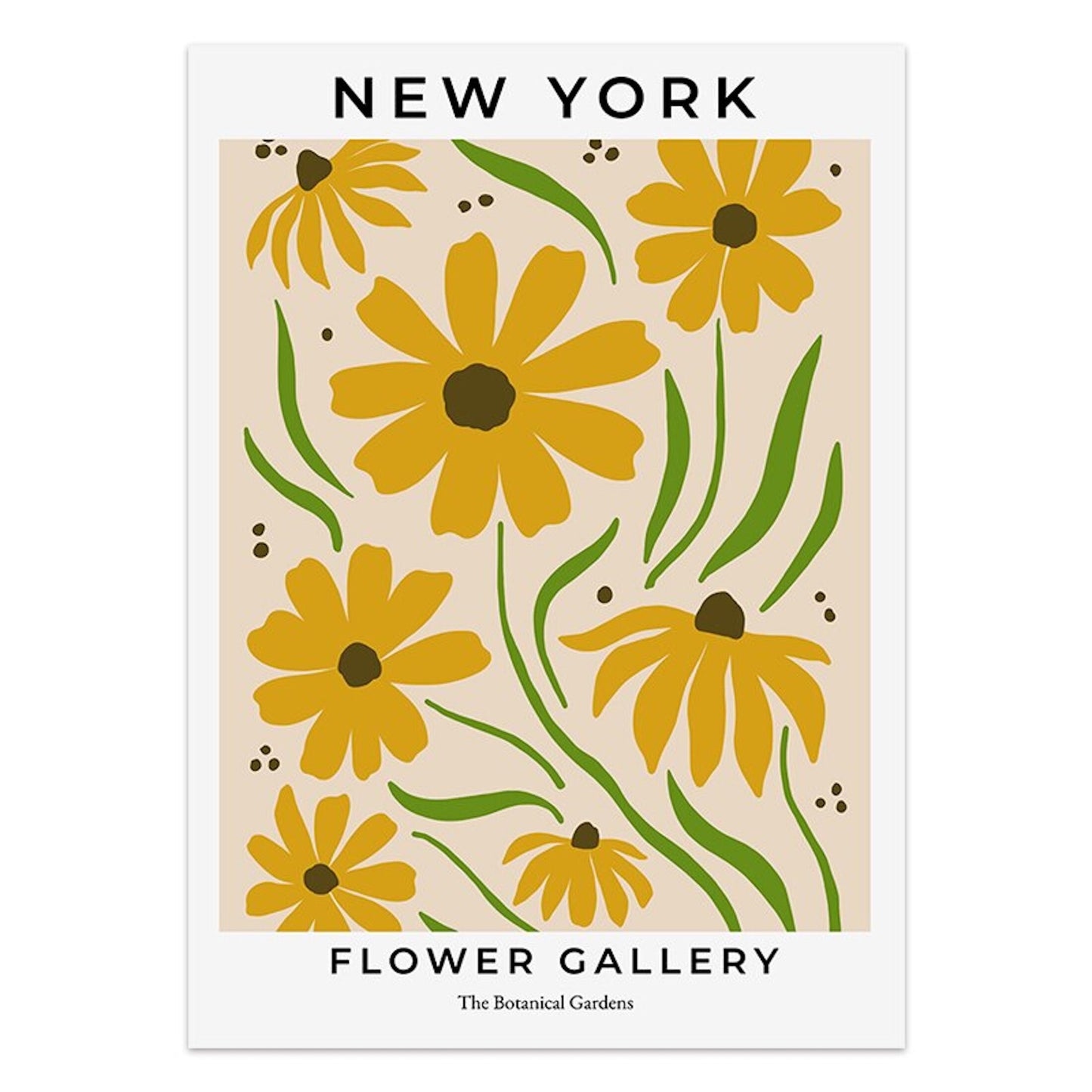 Fröhliches Poster mit gelben Blumen, das einen Hauch von Natur ins Zuhause bringt. Poster Blumen Markt San Francisco Mailand London als Deko Print ohne Rahmen von justgoodmood.