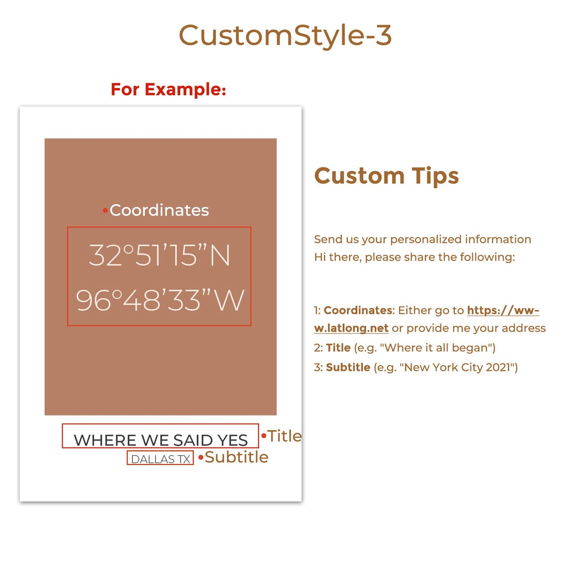 Poster Koordinaten Personalisiert von justgoodmood - Beispiel für eine stilvolle Deko mit persönlichen Koordinaten und ansprechendem Titel, perfekt als Geschenk.