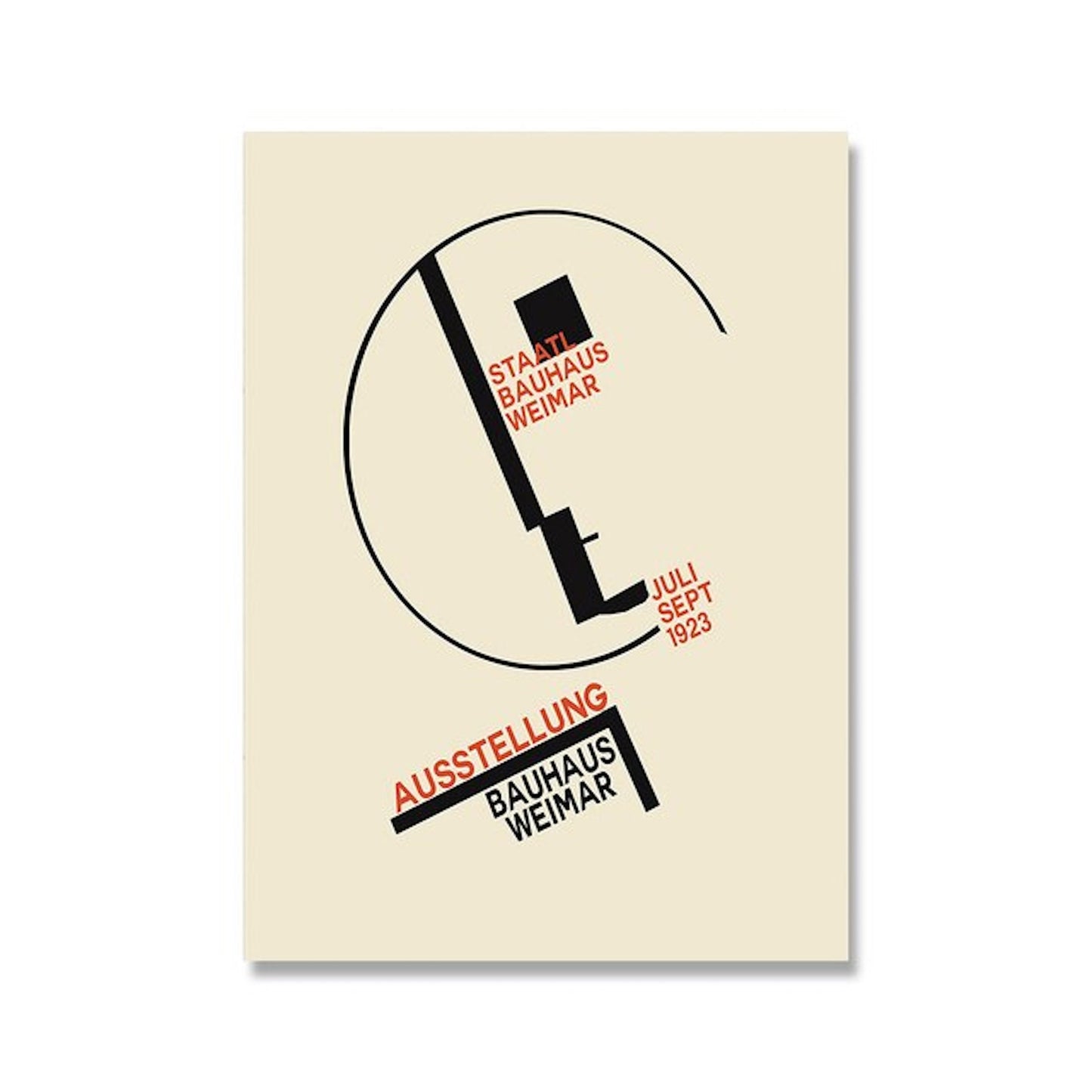 Elegantes Bauhaus Poster mit minimalistischer Grafik und rotem Akzent von justgoodmood - Poster Bauhaus moderne Architektur als Deko Print ohne Rahmen.