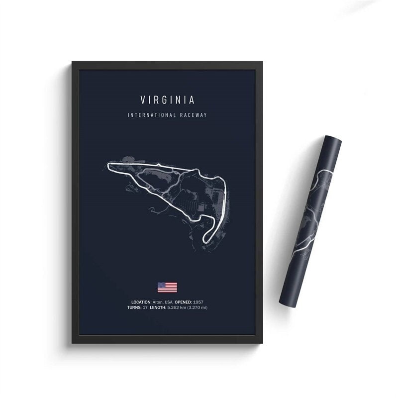Deko Print von justgoodmood - Virginia International Raceway für den Formel 1 Kalender 2024. Perfekte Geschenkidee für Autorenn-Fans!