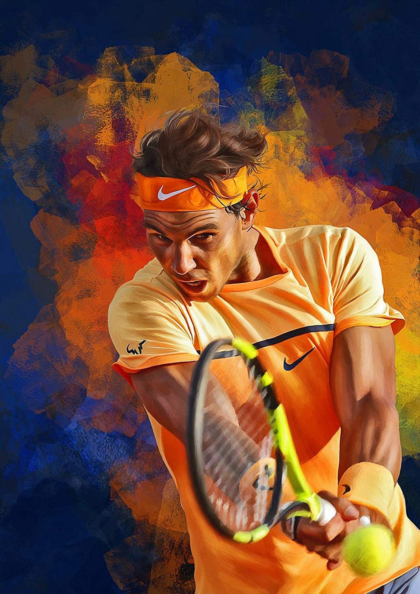 Dynamisches Poster von Rafael Nadal in Action, ideal als Deko Print ohne Rahmen von justgoodmood.