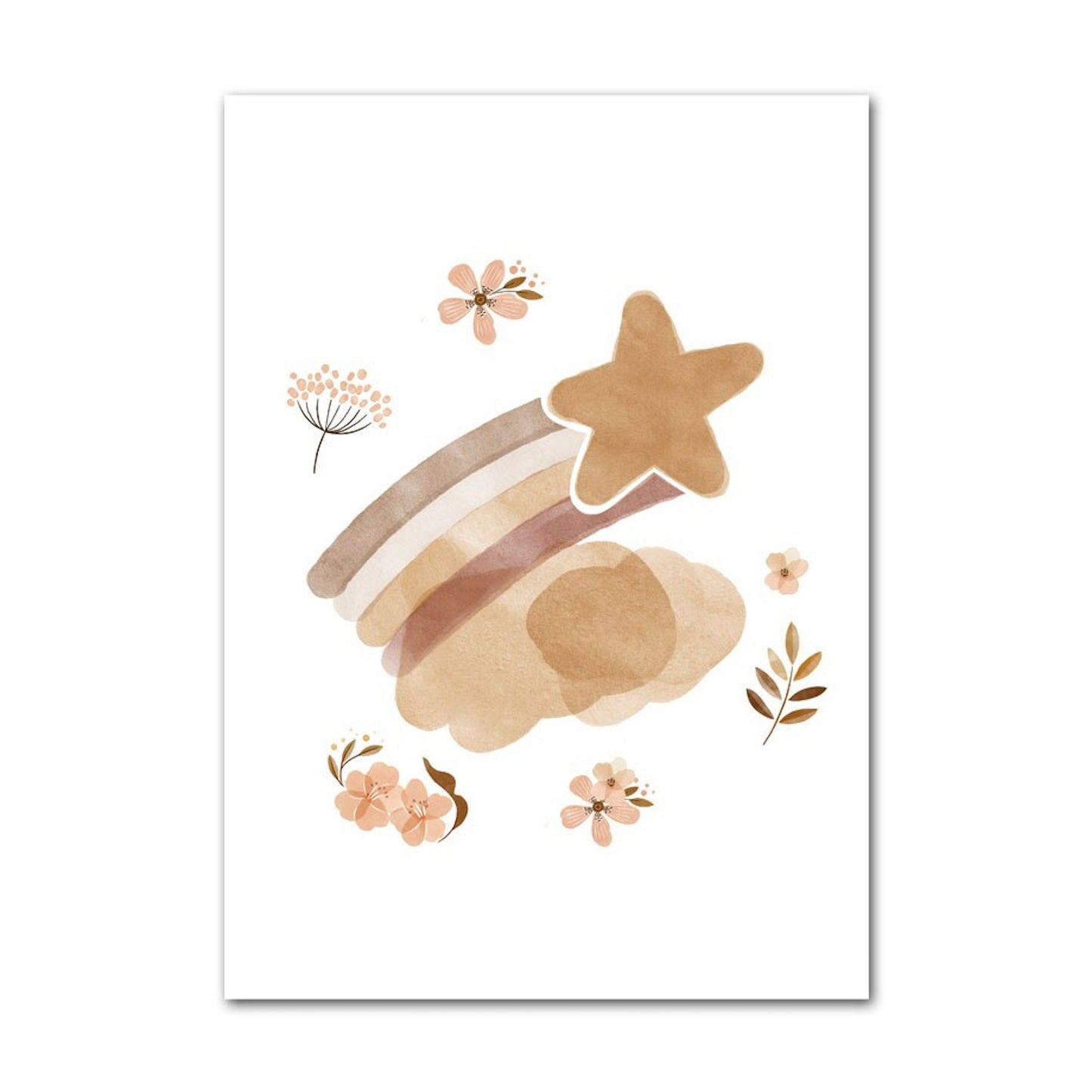 Poster Kinder Tiere Regenbogen Sternschnuppe Eichhörnchen Fuchs Igel Bär und Hase als Deko Print ohne Rahmen