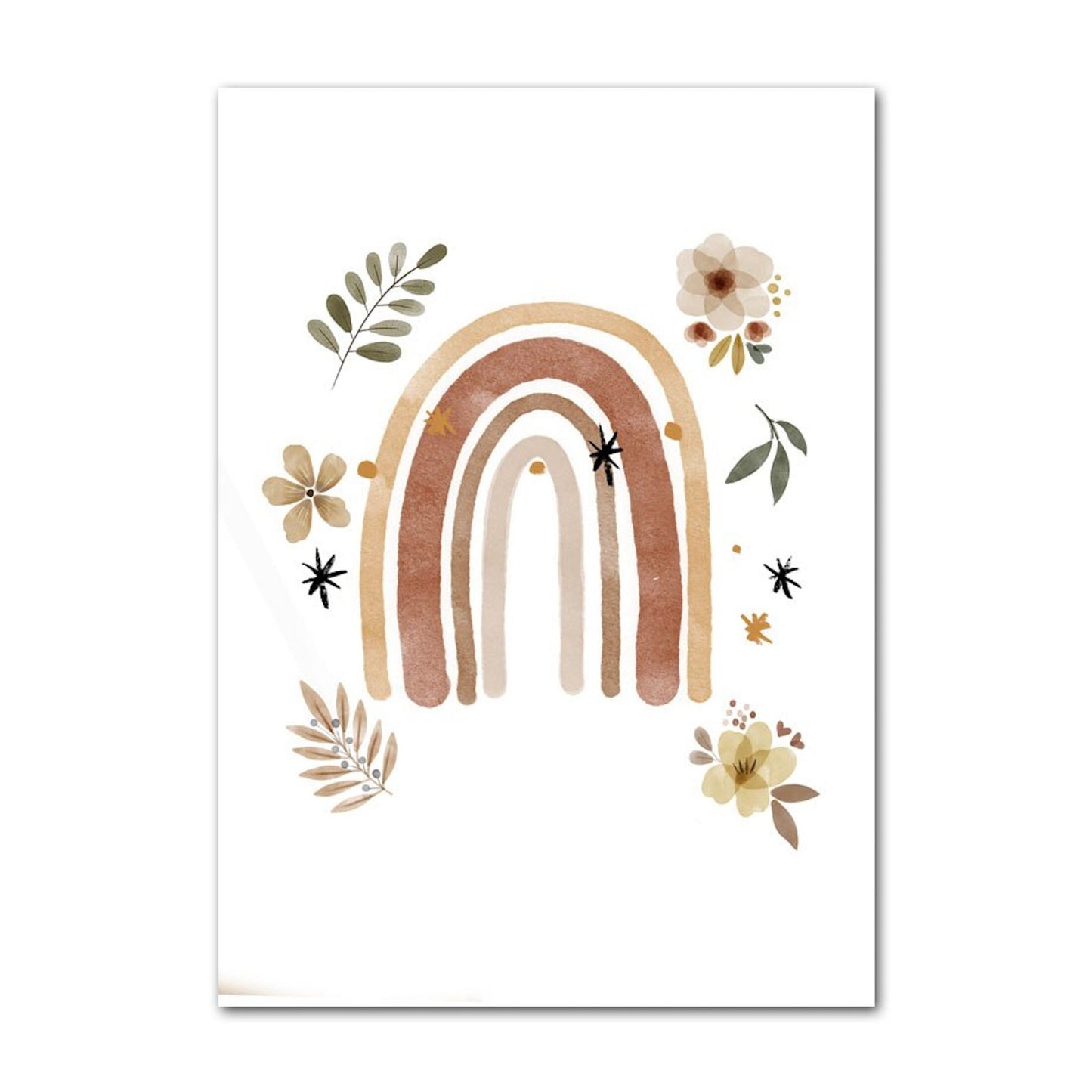 Poster Kinder Tiere Regenbogen Sternschnuppe Eichhörnchen Fuchs Igel Bär und Hase als Deko Print ohne Rahmen