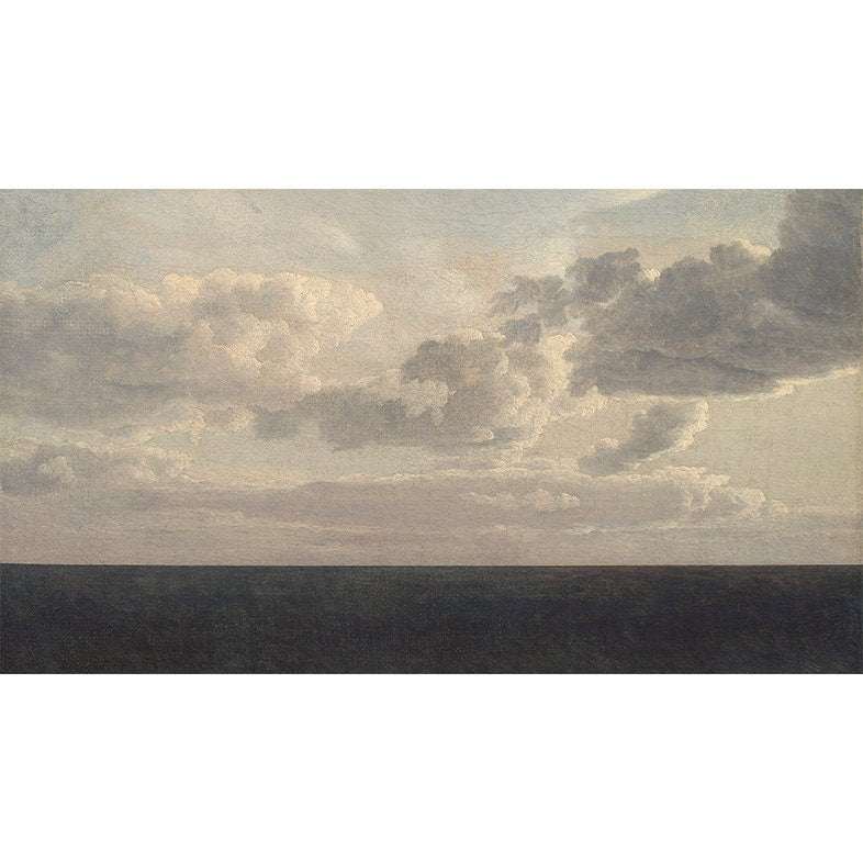 Ein beeindruckendes Vintage Poster "Segelschiff und Horizont" von justgoodmood, das die Schönheit des Himmels und des Meeres darstellt.