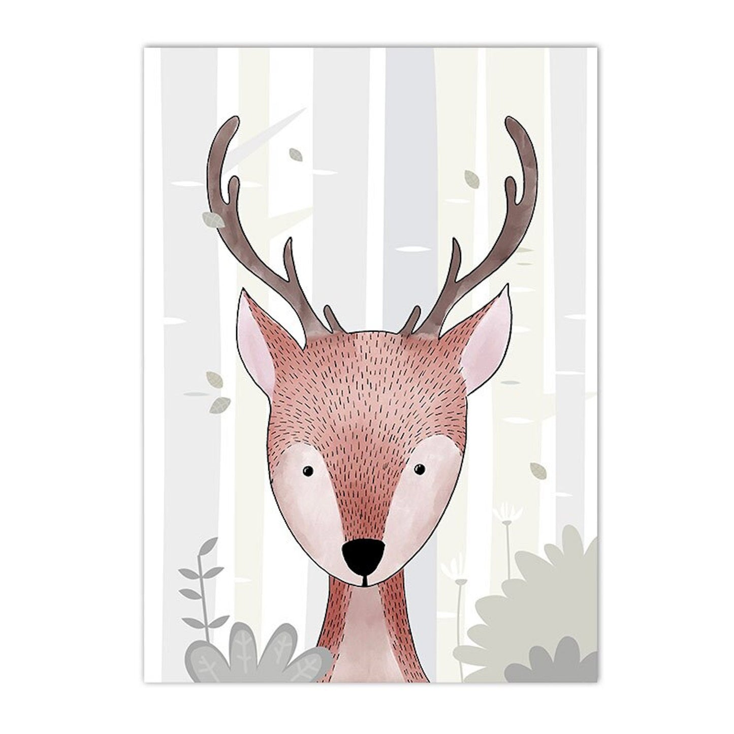 Niedliches Poster mit einem Rehbock, perfekt für die Gestaltung von Kinderzimmern, entworfen von justgoodmood.