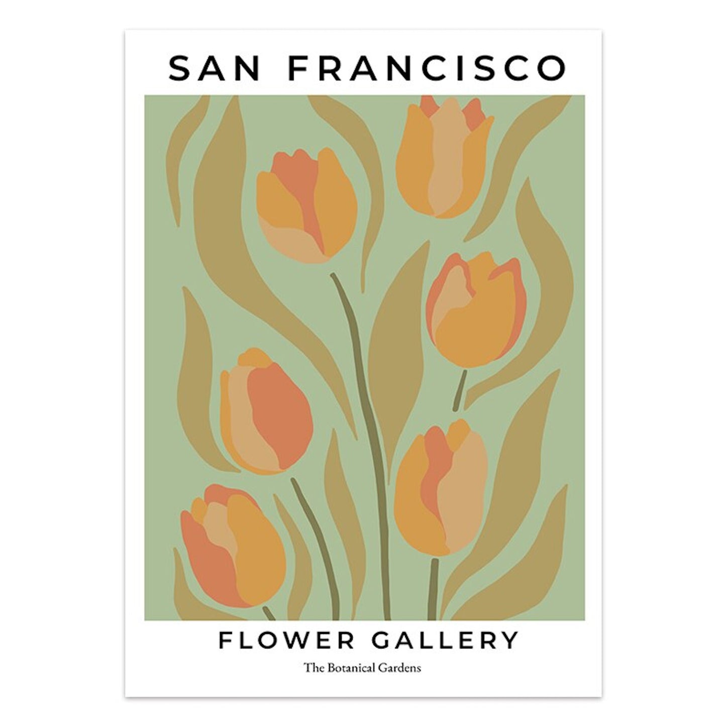 Poster von San Francisco in sanften Farben als Teil der Kollektion "Blumen Markt San Francisco Mailand London" von justgoodmood. Diese lebendige Dekoration bringt fröhliche Akzente in Ihr Zuhause.