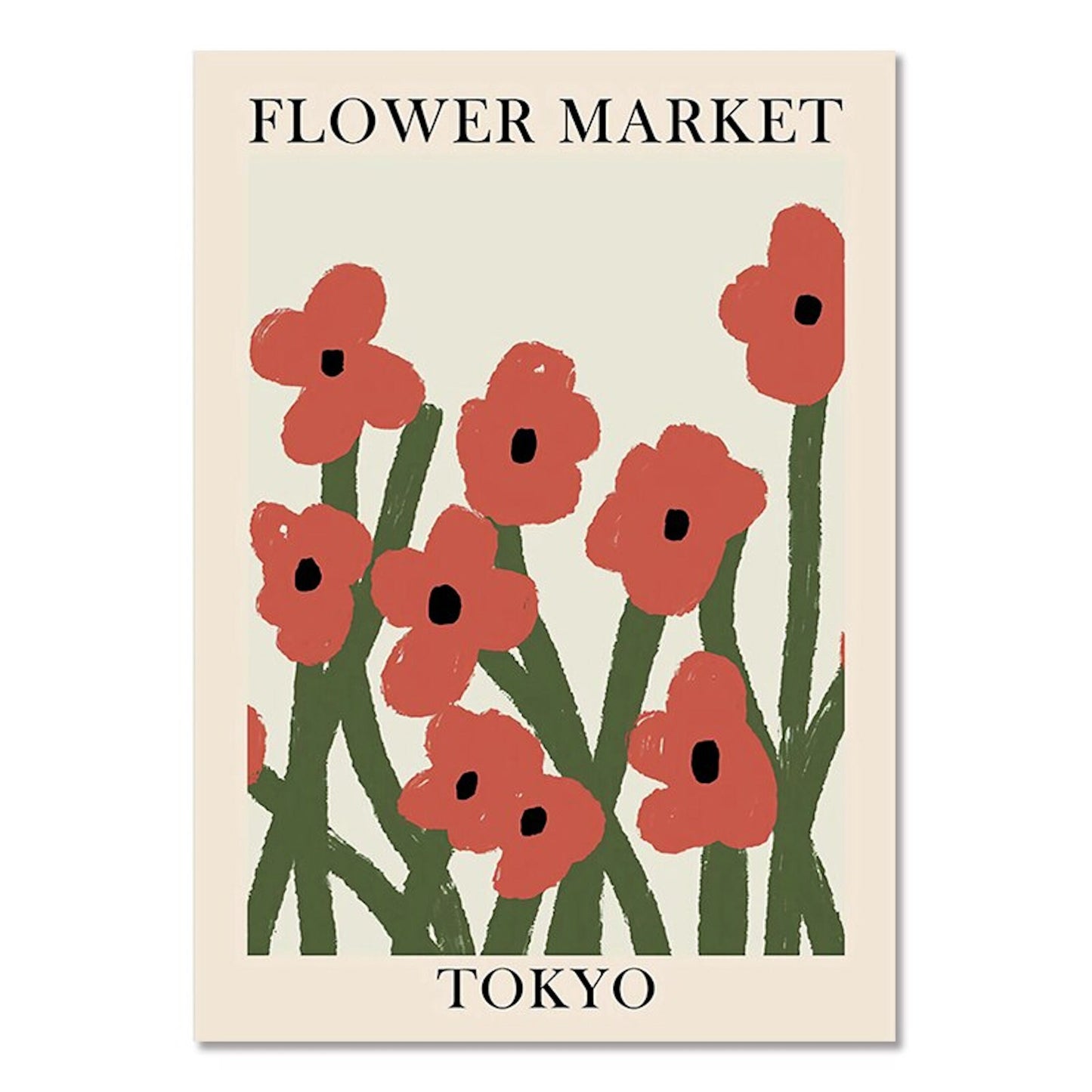 Poster "Flower Market Tokyo" von justgoodmood, bunte Blumenillustrationen für fröhliche Raumgestaltung