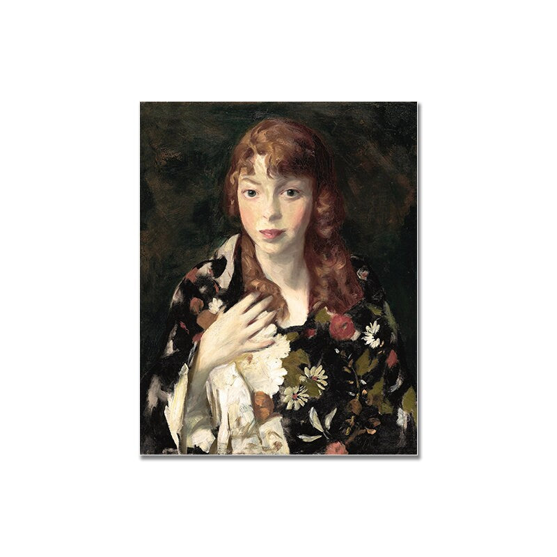 Vintage Blumen und Sightseeing mit dem Boot Poster von justgoodmood, präsentiert ein charmantes Portrait eines Mädchens in floraler Kleidung.