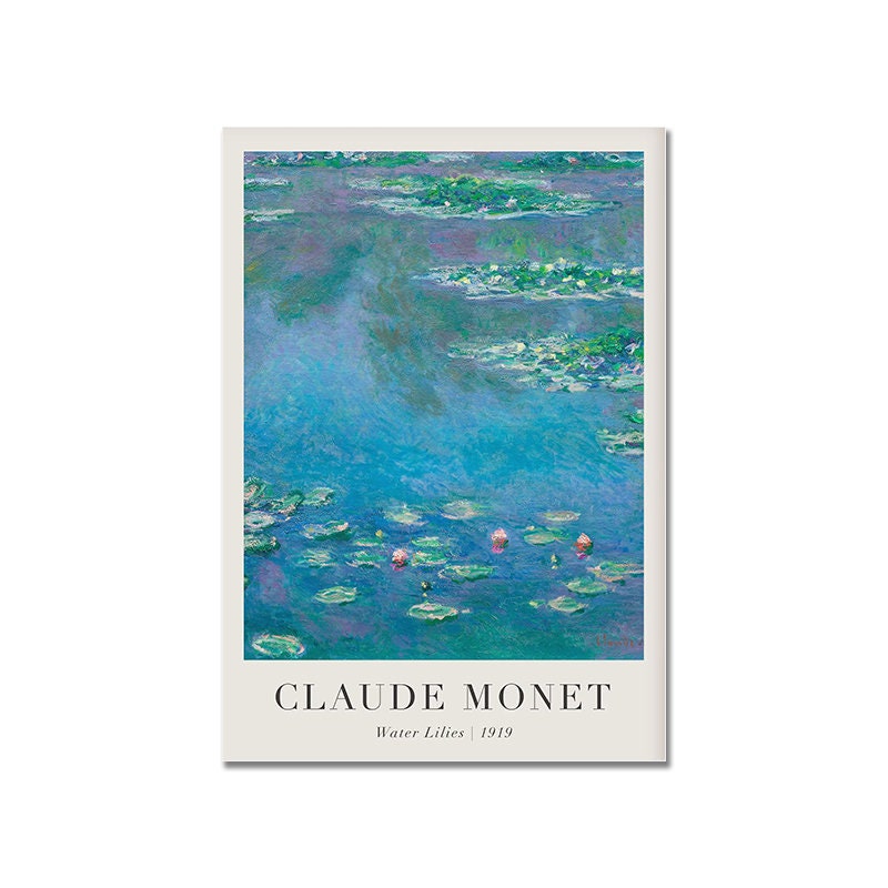Minimalistische Präsentation des Vintage Claude Monet Posters 'Water Lilies' von Justgoodmood, perfekt für moderne Wohnstile.
