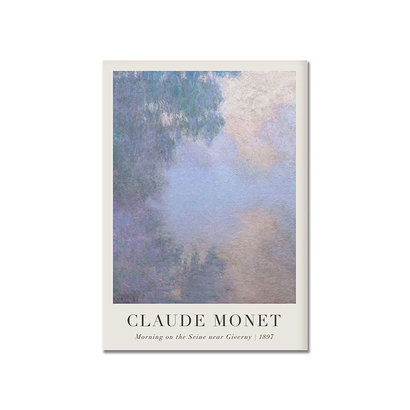 Vintage Poster "Morgen an der Seine bei Giverny" von Claude Monet, 1897, präsentiert in sanften Farben, erhältlich bei justgoodmood.