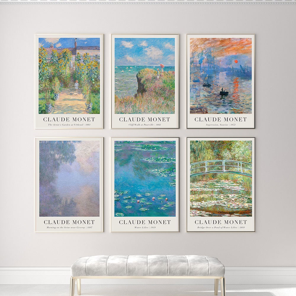 Stilvolle Wanddekoration mit Vintage Claude Monet Poster Sommer von Justgoodmood, präsentiert in einem eleganten Rahmen.