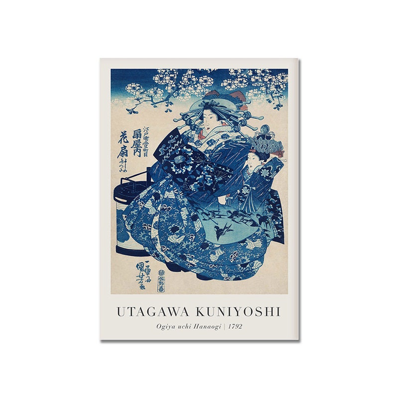 Eleganter Kunstdruck von justgoodmood: Ogiya uchi Hanao gi von Utagawa Kuniyoshi – eine charmante Darstellung historischer japanischer Kunst.