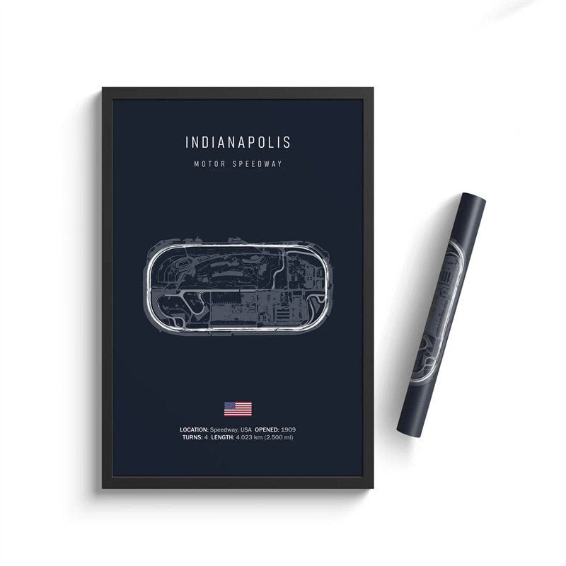 Schickes Poster für den Indianapolis Motor Speedway, dekorativer Druck von justgoodmood, ideal für Motorsport-Fans und eine großartige Ergänzung für Ihr Zuhause.