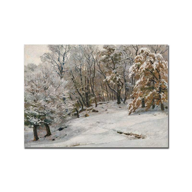 Justgoodmood präsentiert ein Vintage Poster mit einem bezaubernden Winterwald, perfekt als Deko für eine gemütliche Atmosphäre.