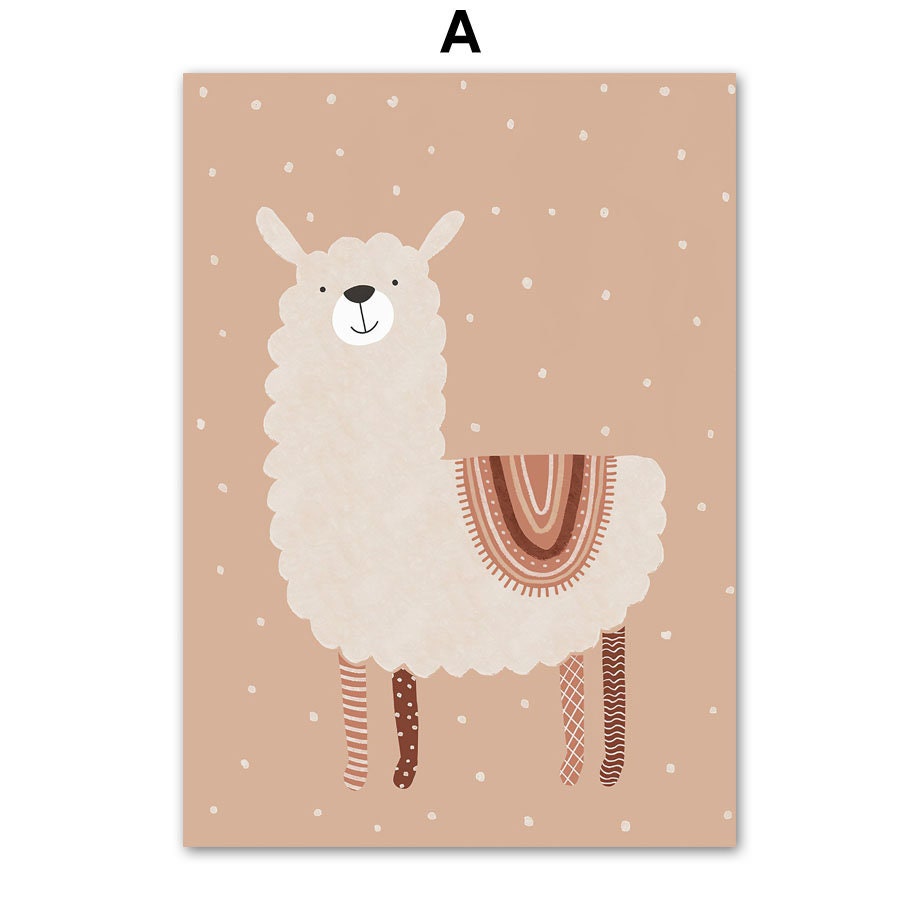 Schönes Lama Poster von justgoodmood, gestaltet mit kreativen Mustern für das Kinderzimmer, Teil der "You are my Sunshine" Kollektion.