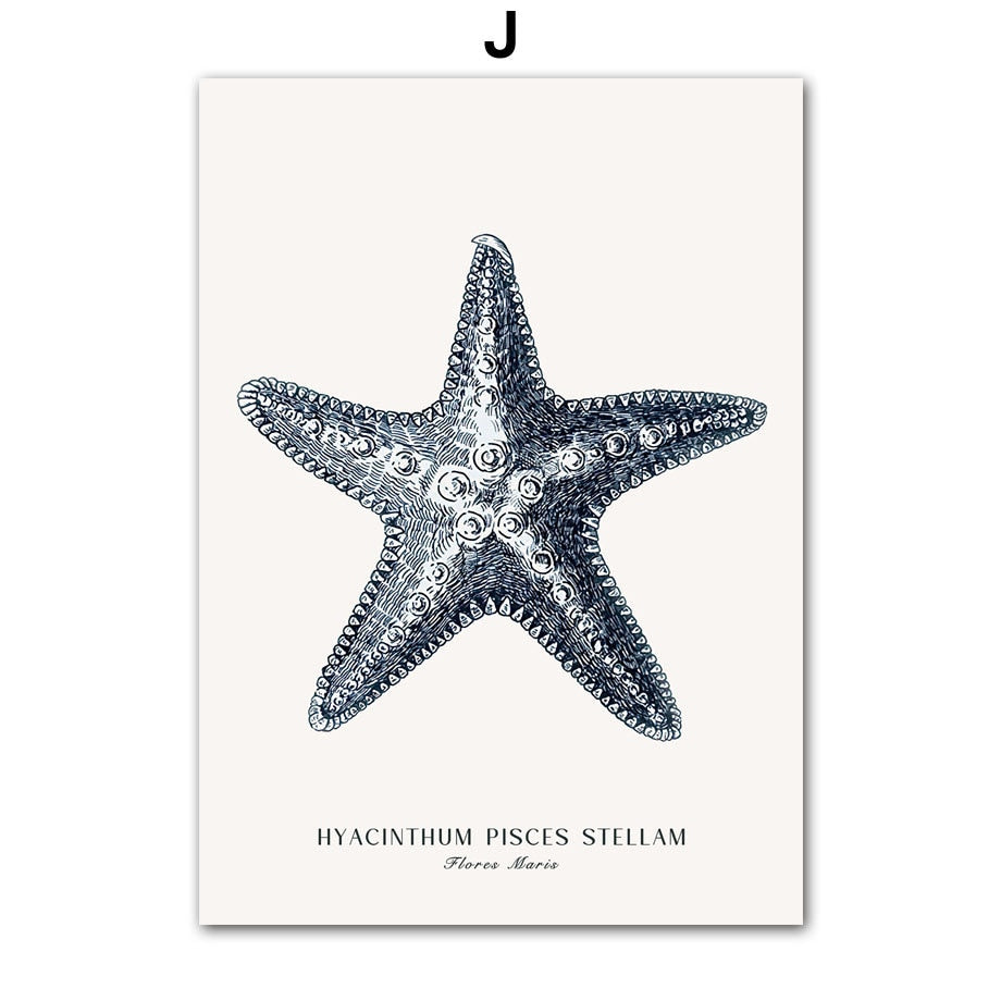 Poster von justgoodmood mit einer eindrucksvollen Zeichnung eines Sterns, perfekt für maritime Wohnakzente.