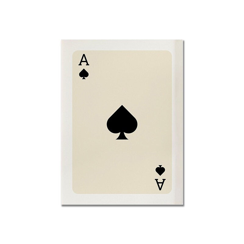 Ein einseitiges Poster des Pik Ass in klassischem Design, perfekt für Ihre Wohnkultur von justgoodmood, Poster Poker Ass Karte I Dame Karte I Glücks Karte.