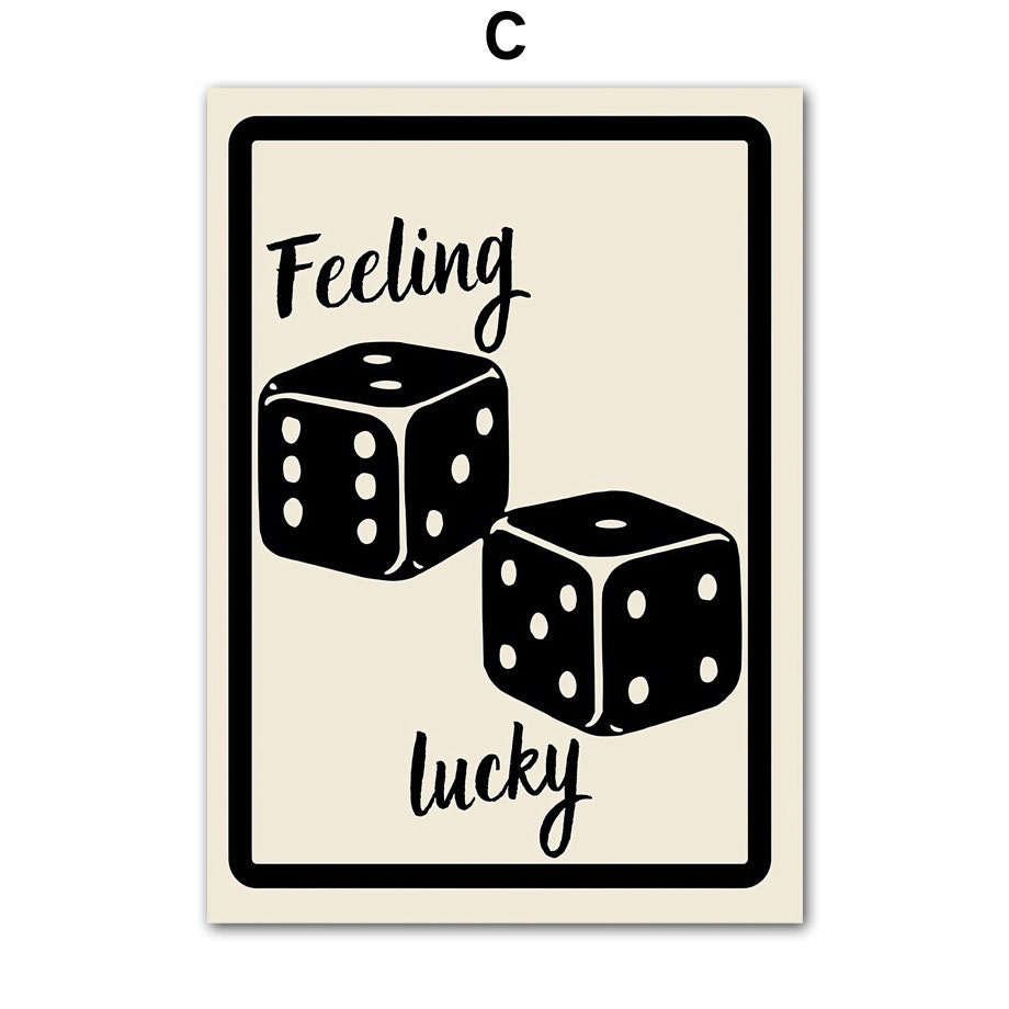 'Feeling Lucky' Poster von justgoodmood mit Würfeln, bringt Glück in dein Zuhause.