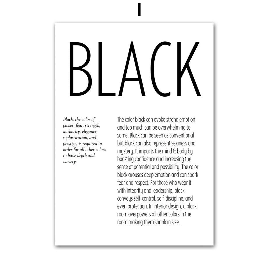 Unglaubliches Boho-Nägel-Poster von justgoodmood mit dem Wort 'BLACK' in großer, auffälliger Schrift auf hellem Hintergrund, perfekt für eine stilvolle Wandgestaltung.